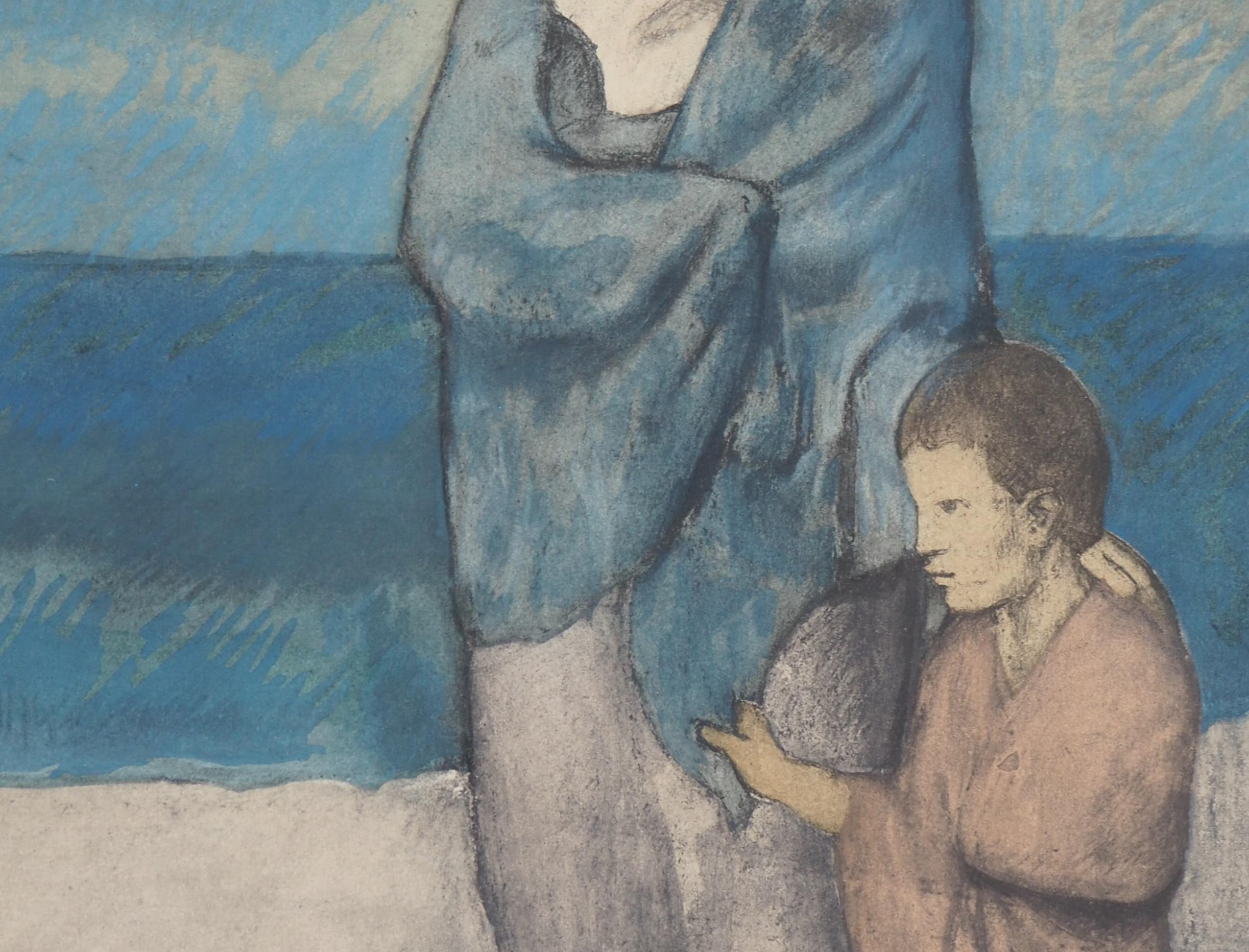 Pablo PICASSO (1881-1973)
Madre e hijo

Litografía realzada con estarcido (proceso Jacomet) a partir de un pastel del artista
Firma impresa en la placa
Sobre papel 55,5 x 38 cm
Autentificado por el sello del editor (Daniel Jacomet), publicado hacia