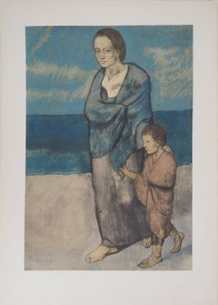 Blue Period : Mother and Child - Lithograph - Printed Signature