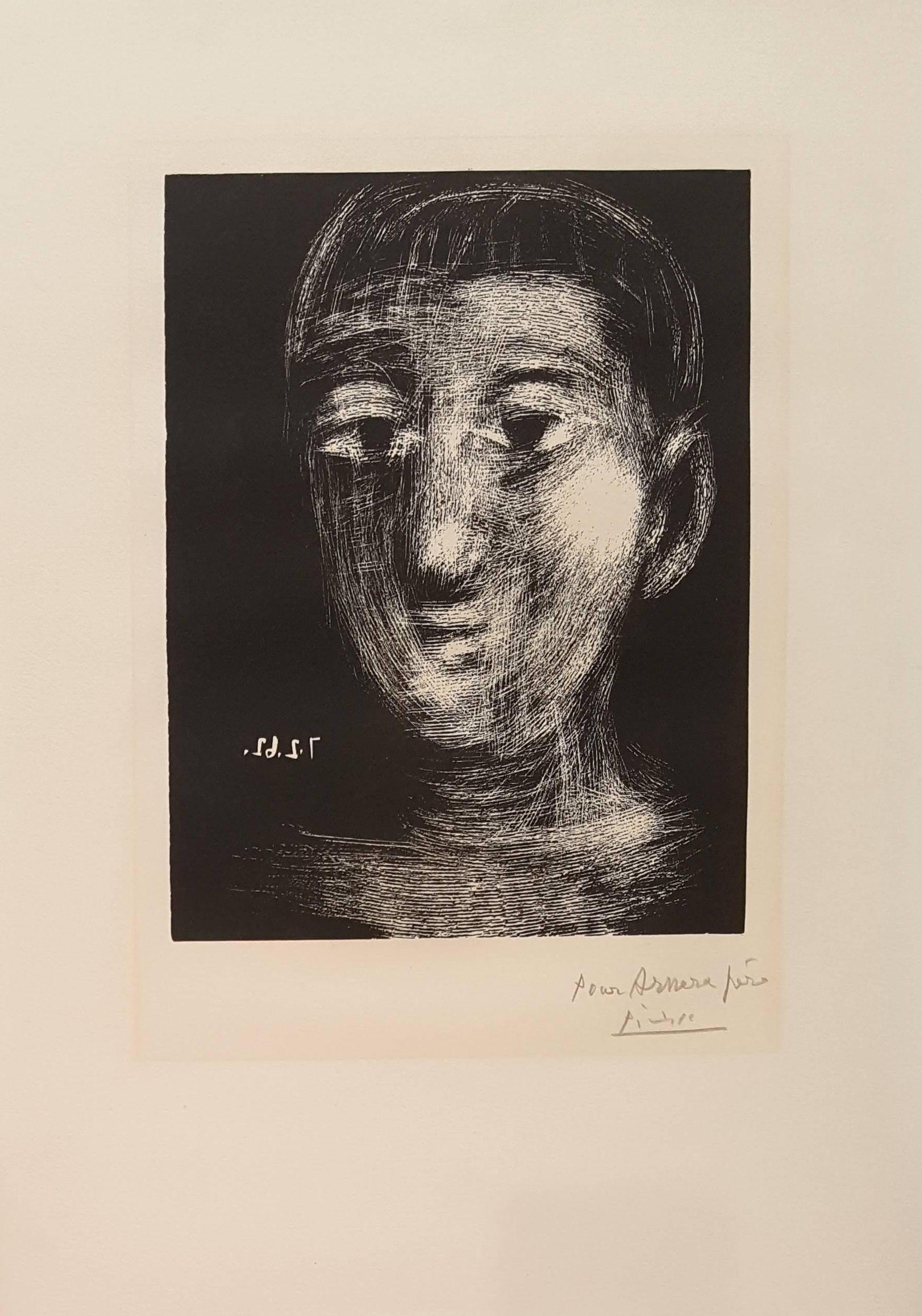 Pablo Picasso Figurative Print - Boy's Head - Original Etching Handsigned - 50 copies