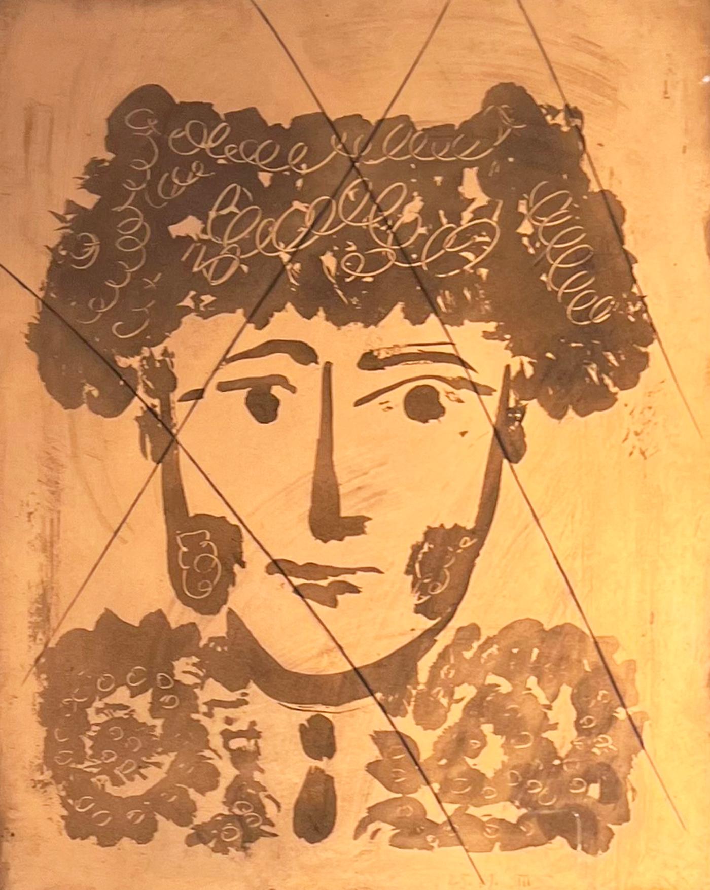 Pablo Picasso Portrait Print - Bullfighter (Torero), copper aquatint plate from 1949 Carmen