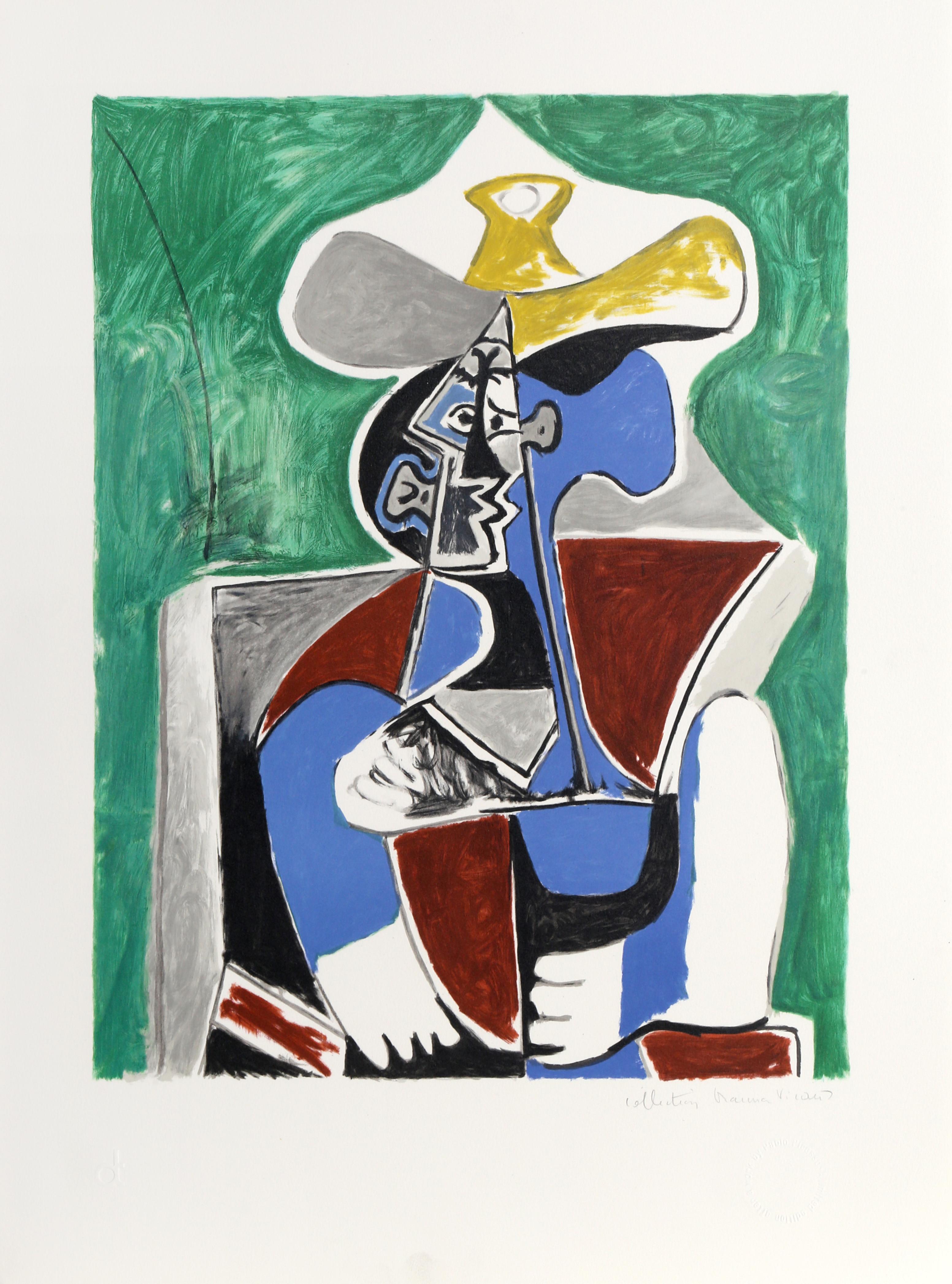 Pablo Picasso Abstract Print - Buste au Chapeau Jaune et Gris 
