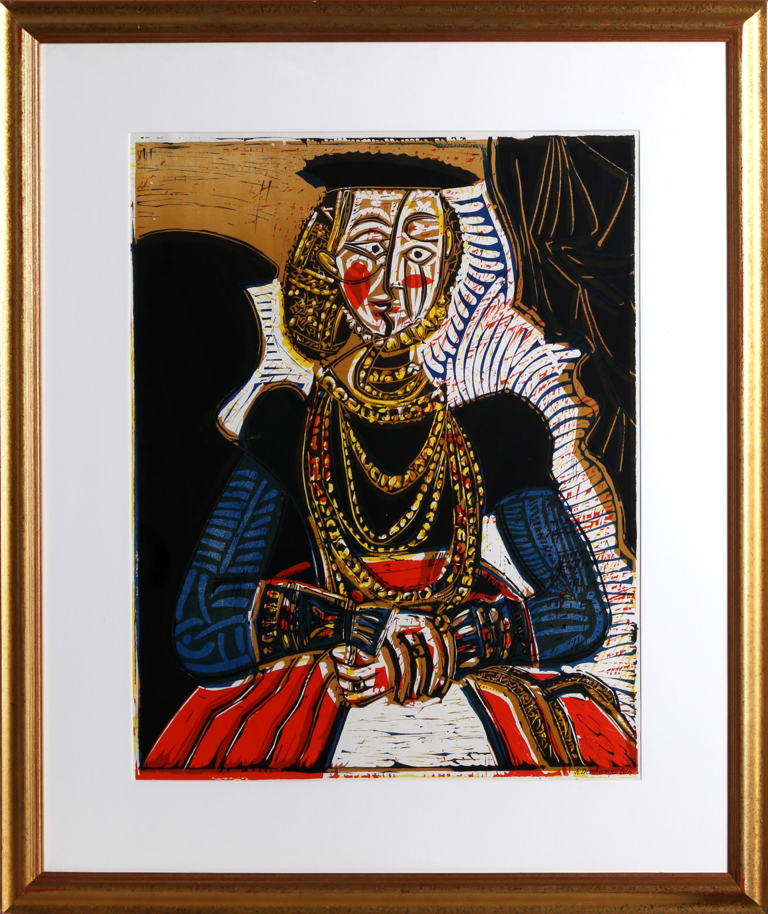 Pablo Picasso, After, Spanish (1881 - 1973) - Buste de Femme d'Apres Cranach. Year: circa 1970, Medium: Lithograph Poster, Image Size: 21.5 x 17.75 inches, Size: 22.5 in. x 18.75 in. (57.15 cm x 47.63 cm), Frame Size: 31 x 27.5 inches, Printer: