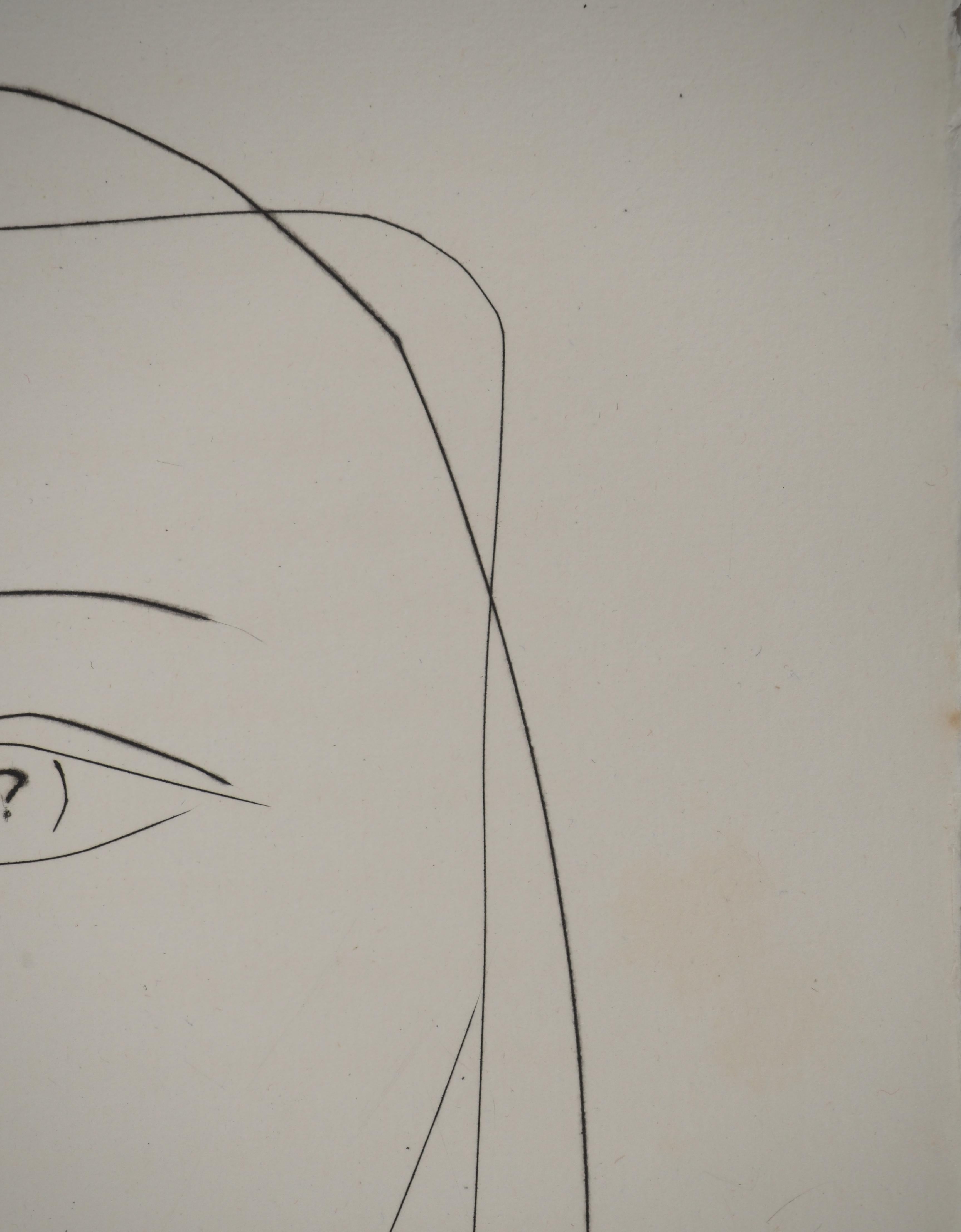Carmen, der Blick eines jungen Mädchens - Original-Radierung (Cramer #52) (Grau), Portrait Print, von Pablo Picasso