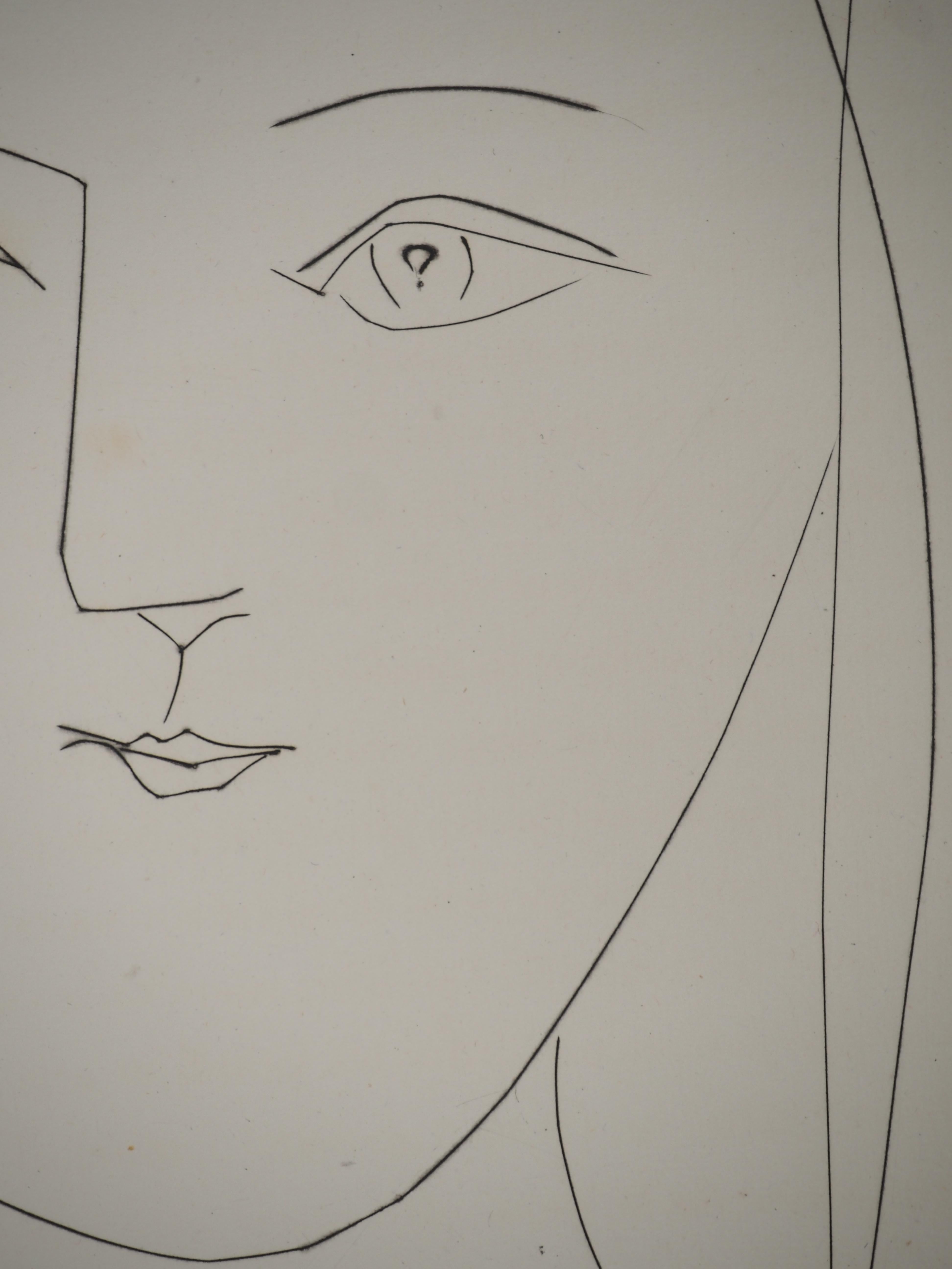Pablo PICASSO
Carmen, Der Blick eines jungen Mädchens, 1949

Original Stich in Stichel (Atelier Lacourière, Paris)
Vorzeichenlos
Auf Montval-Gewebepapier 33 x 26 cm (12,9 x 10,2 in)

REFERENZEN : 
- Gesamtkatalog Bloch #551
- Gesamtkatalog Cramer