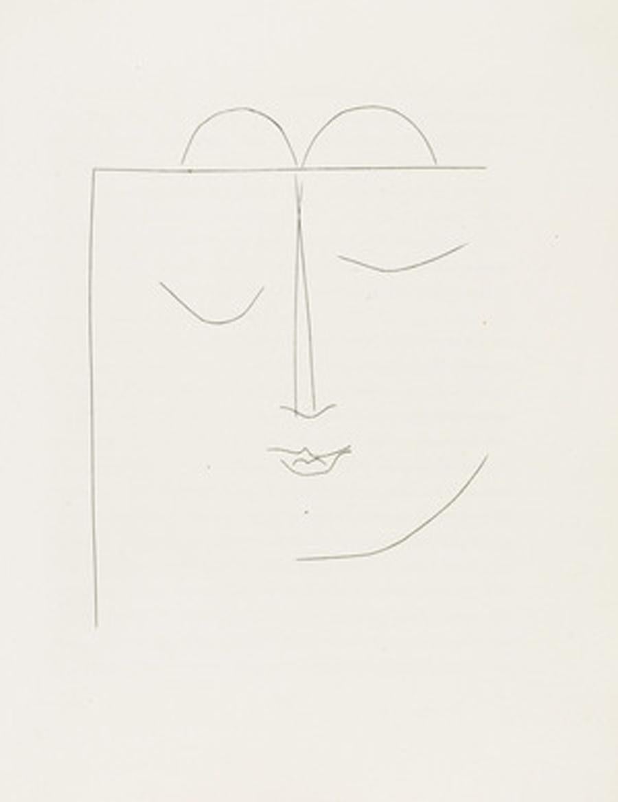 Carmen Half-Square Head of a Woman with Closed Eyes and Full Lips (Plate XXVII) - Print by Pablo Picasso