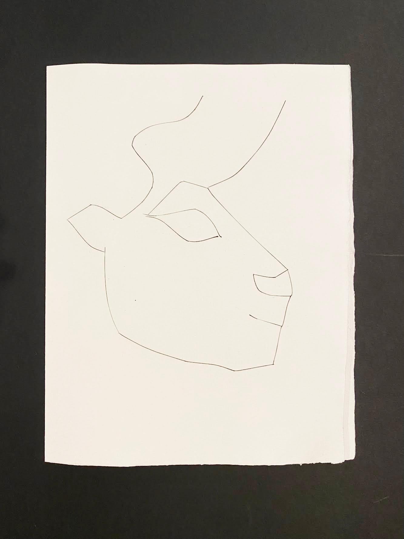Tête de veau (plaque XXXVI), de Carmen - Beige Print par Pablo Picasso