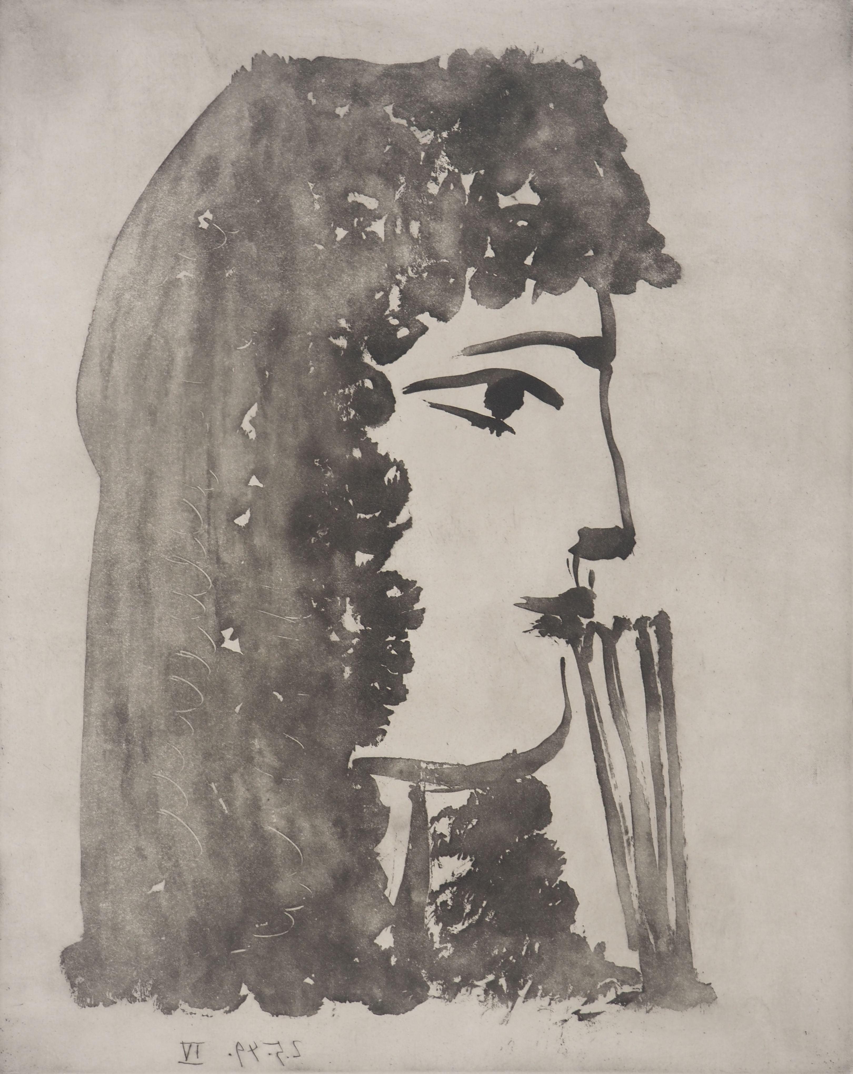 Carmen in Profile - Original Etching #Picasso estate collection (Bloch #572) - Print by Pablo Picasso
