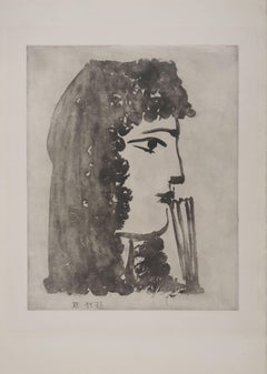 Carmen in Profile - Original Etching #Picasso estate collection (Bloch #572)