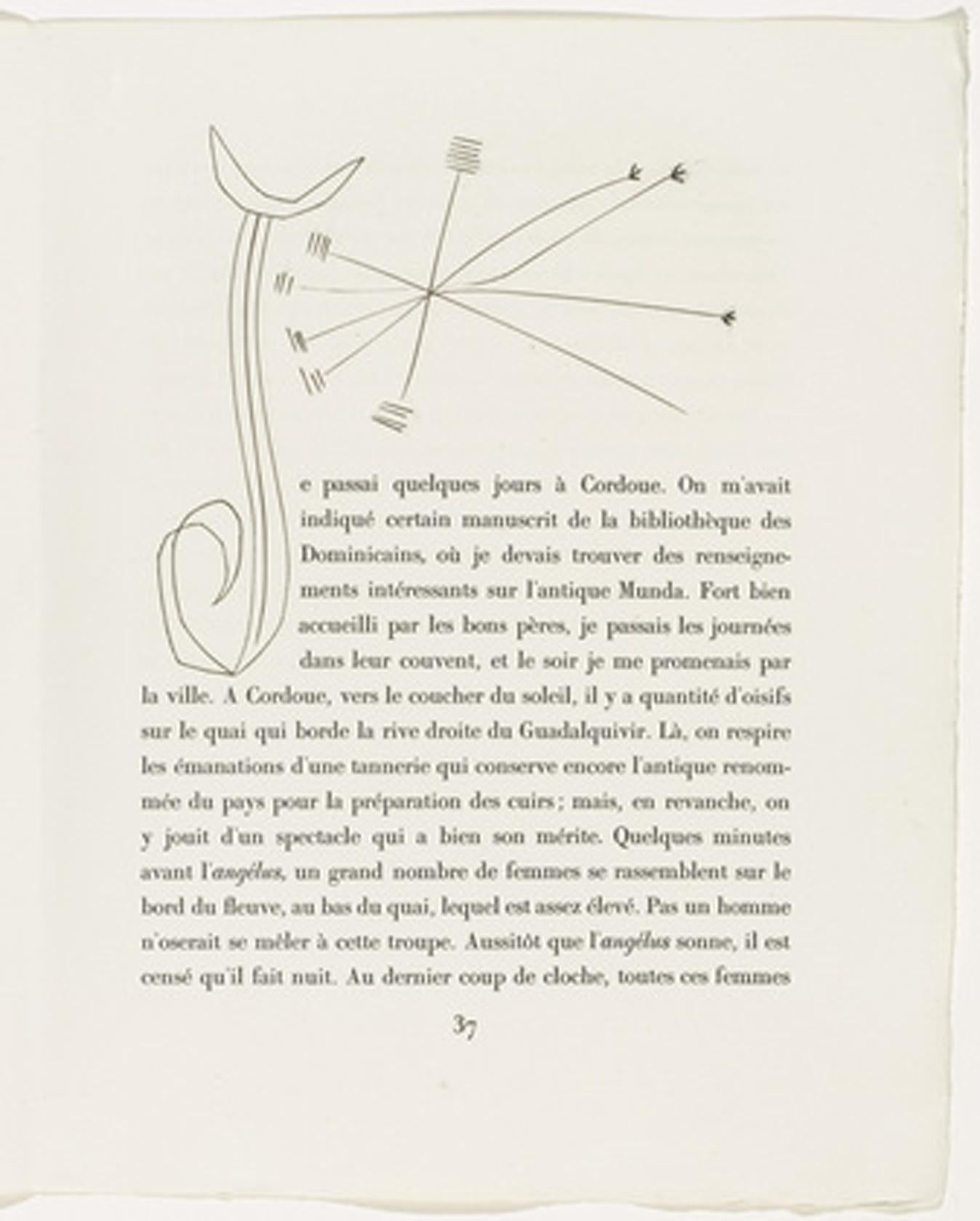 Pablo Picasso Abstract Print – Monogramm „J“ mit Design (Teller VII), von Carmen