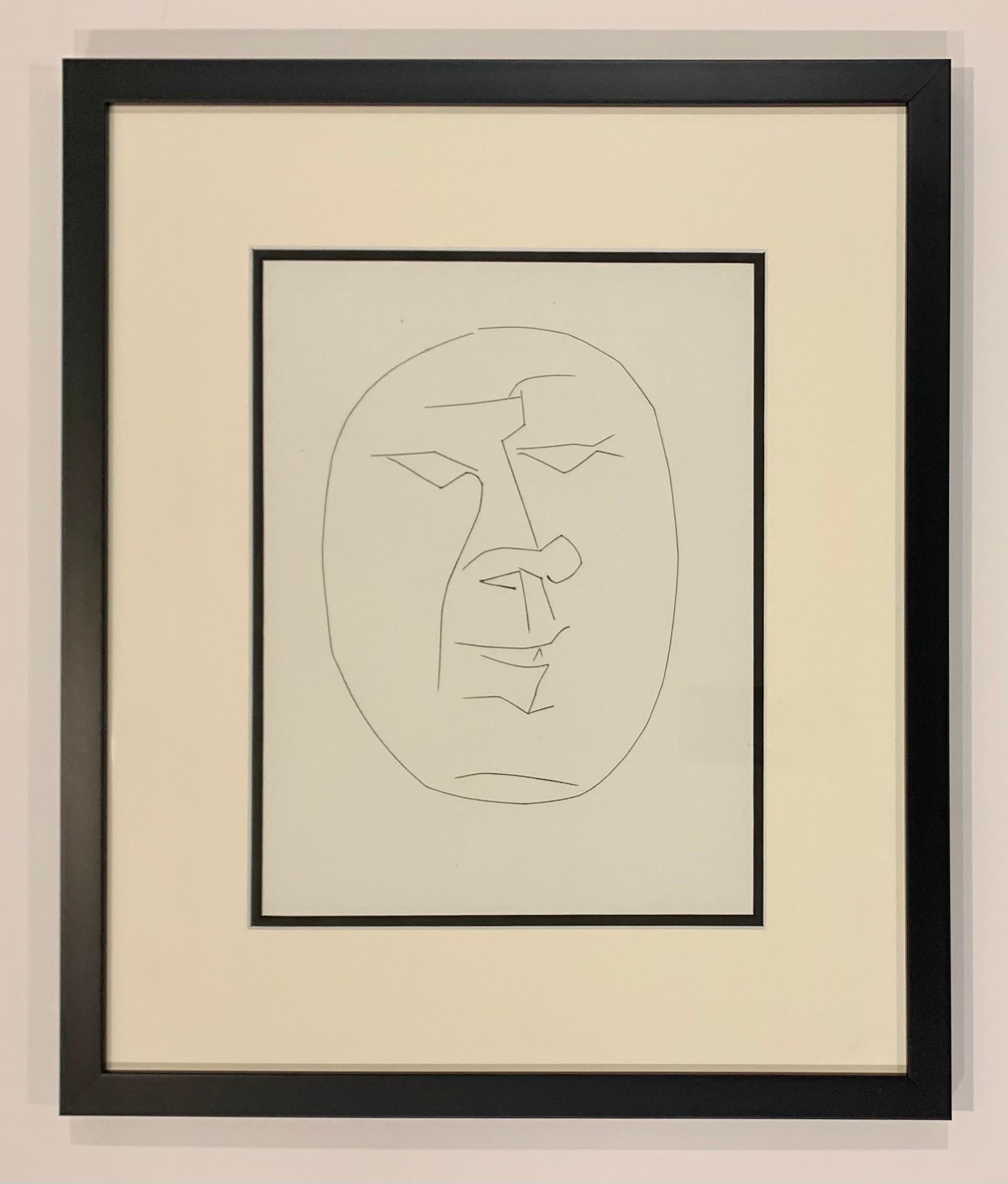 Pablo Picasso Portrait Print - Carmen, Oval Head of a Man Looking Left (Plate XXIV)