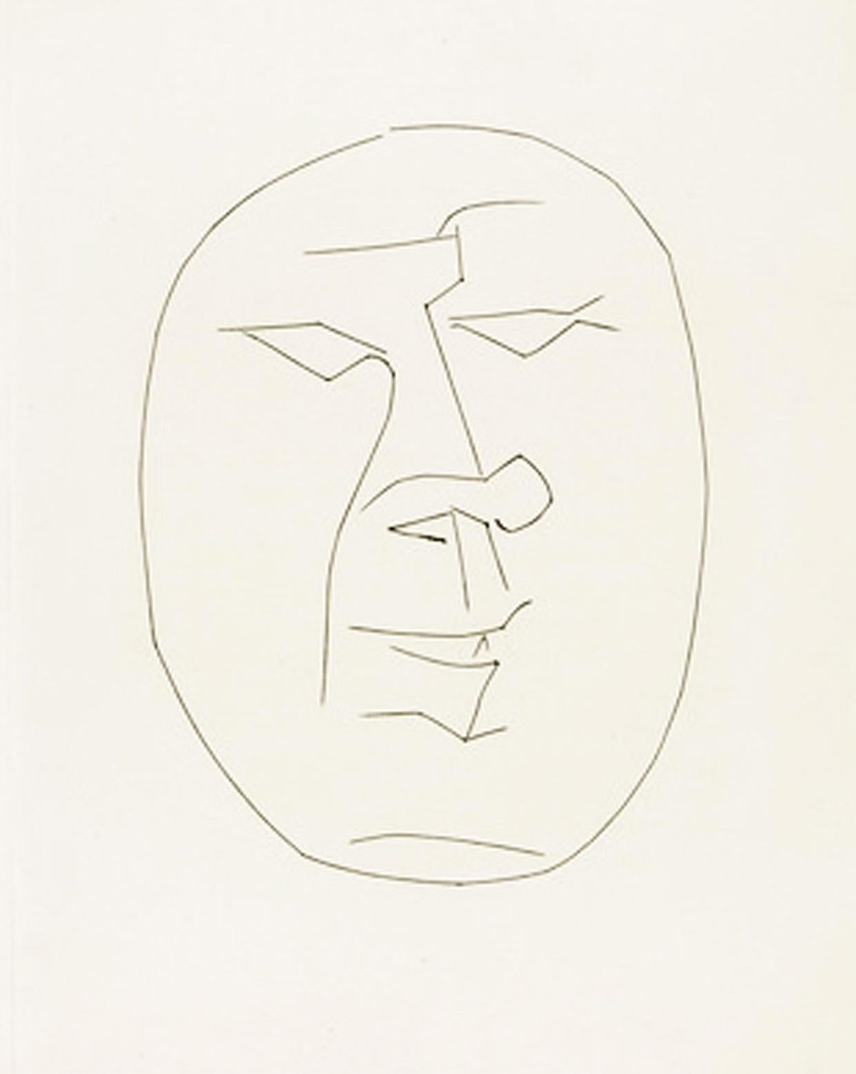 Pablo Picasso Portrait Print - Carmen Oval Head of a Man Looking Left (Plate XXIV)