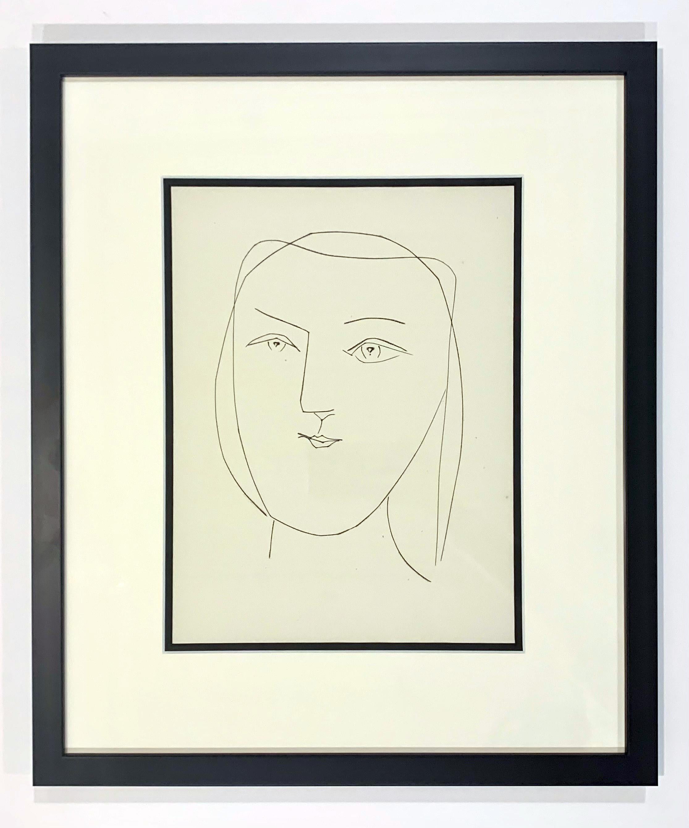 Pablo Picasso Portrait Print - Carmen, Oval Head of a Woman with Piercing Eyes (Plate XXI)