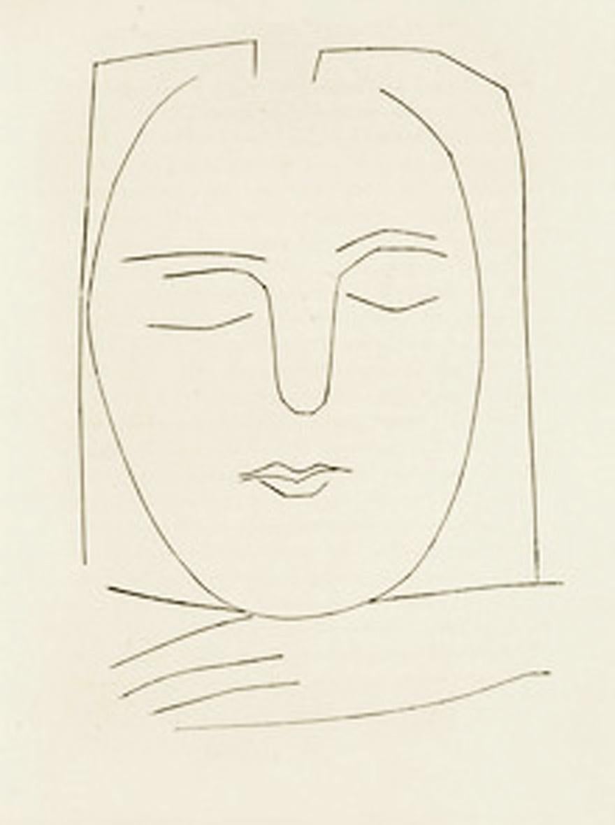 Pablo Picasso Portrait Print - Carmen Oval Head of a Woman with Square Hair (Plate XX)