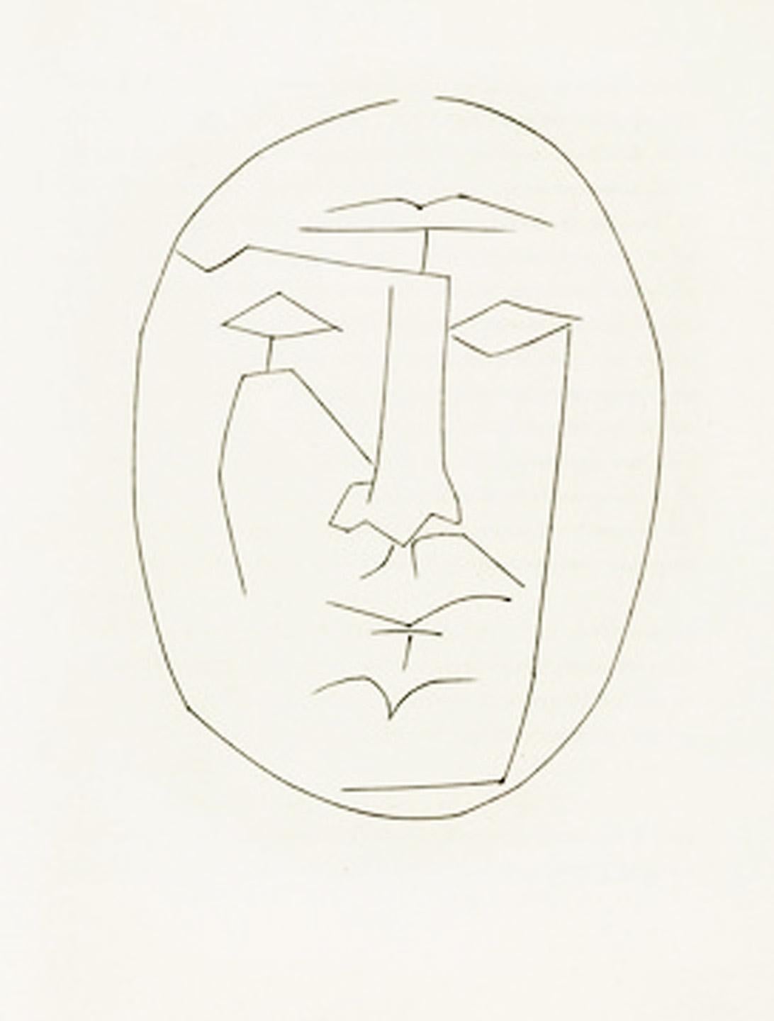 Pablo Picasso Portrait Print - Carmen Oval Head of Man Looking Straight (Plate XXIII)