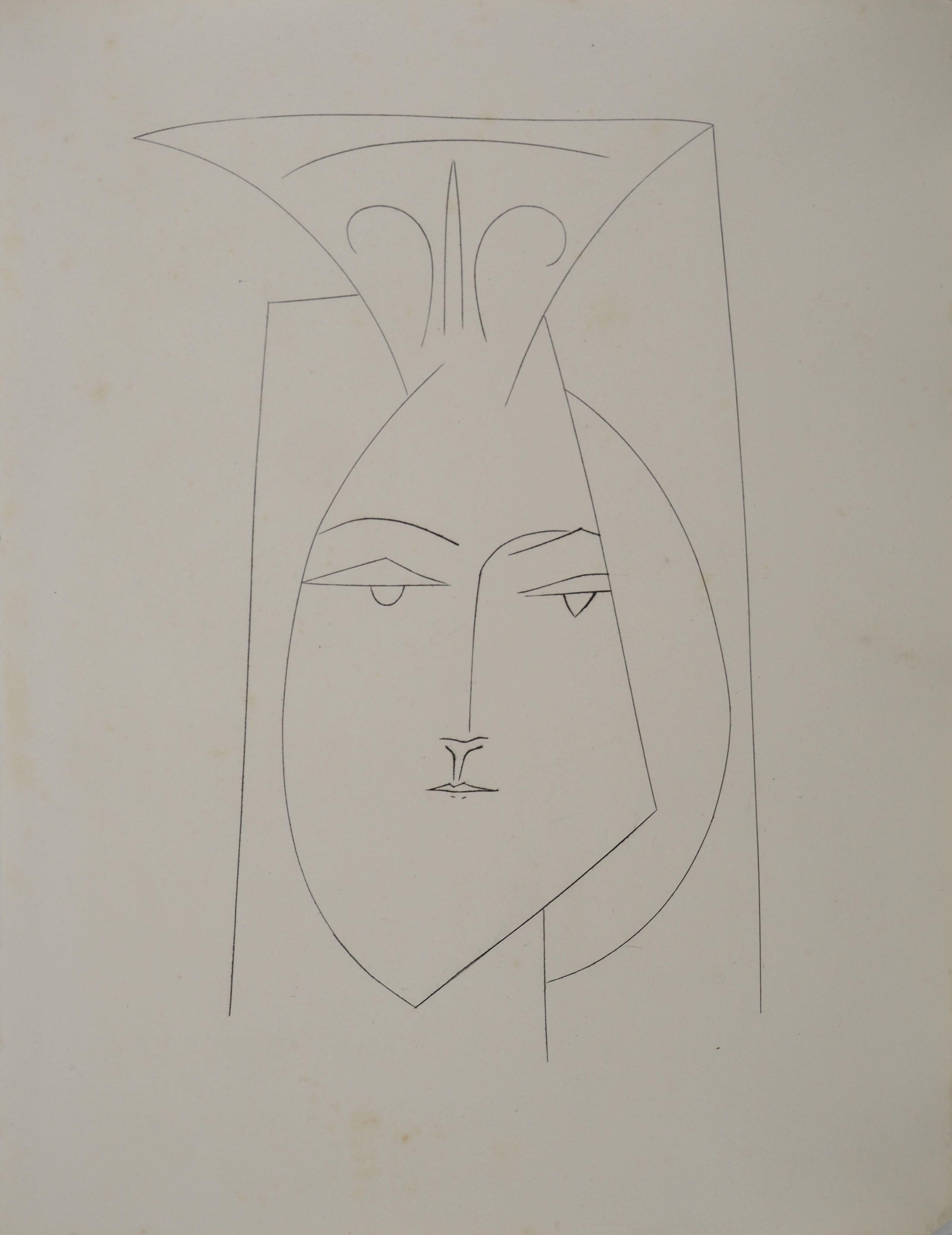 Portrait Print di Pablo Picasso - Carmen, Ritratto di donna - Acquaforte originale (Cramer #52)