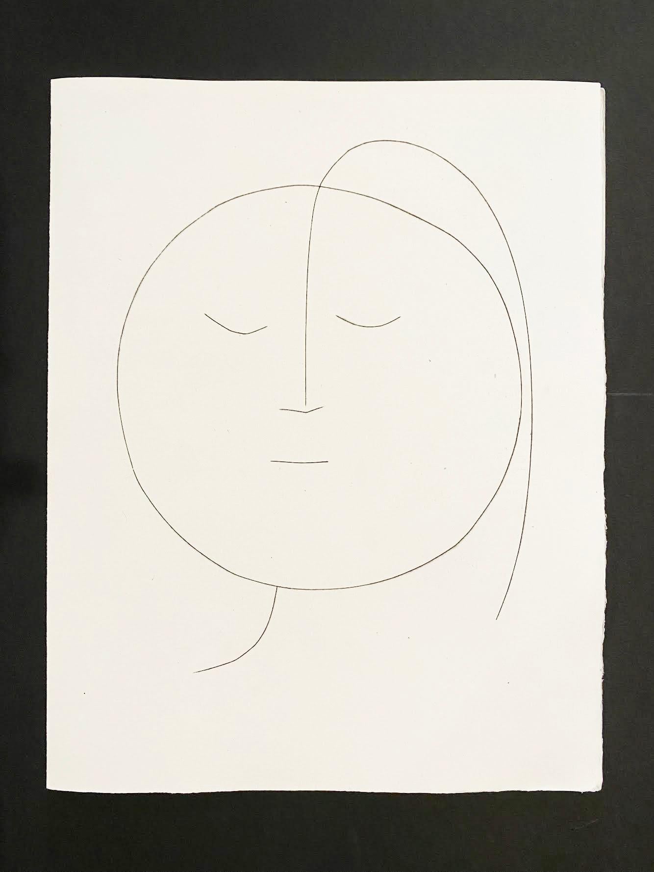 Carmen, Round Head of a Woman with Hair (Plate XVIII) - Print by Pablo Picasso