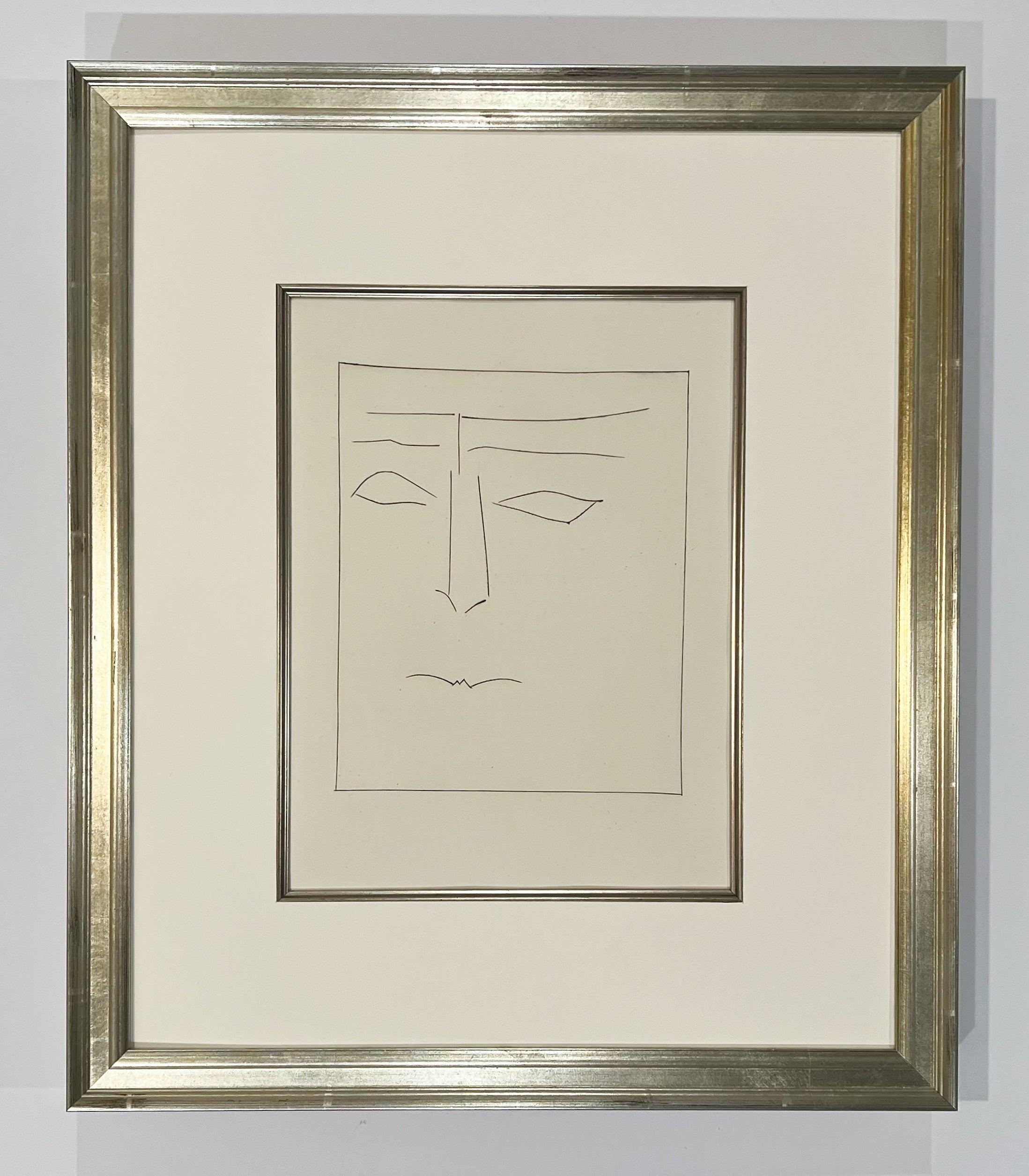 Quadratischer Kopf eines Mannes mit geknittertem Mouth (Teller IX), von Carmen – Print von Pablo Picasso