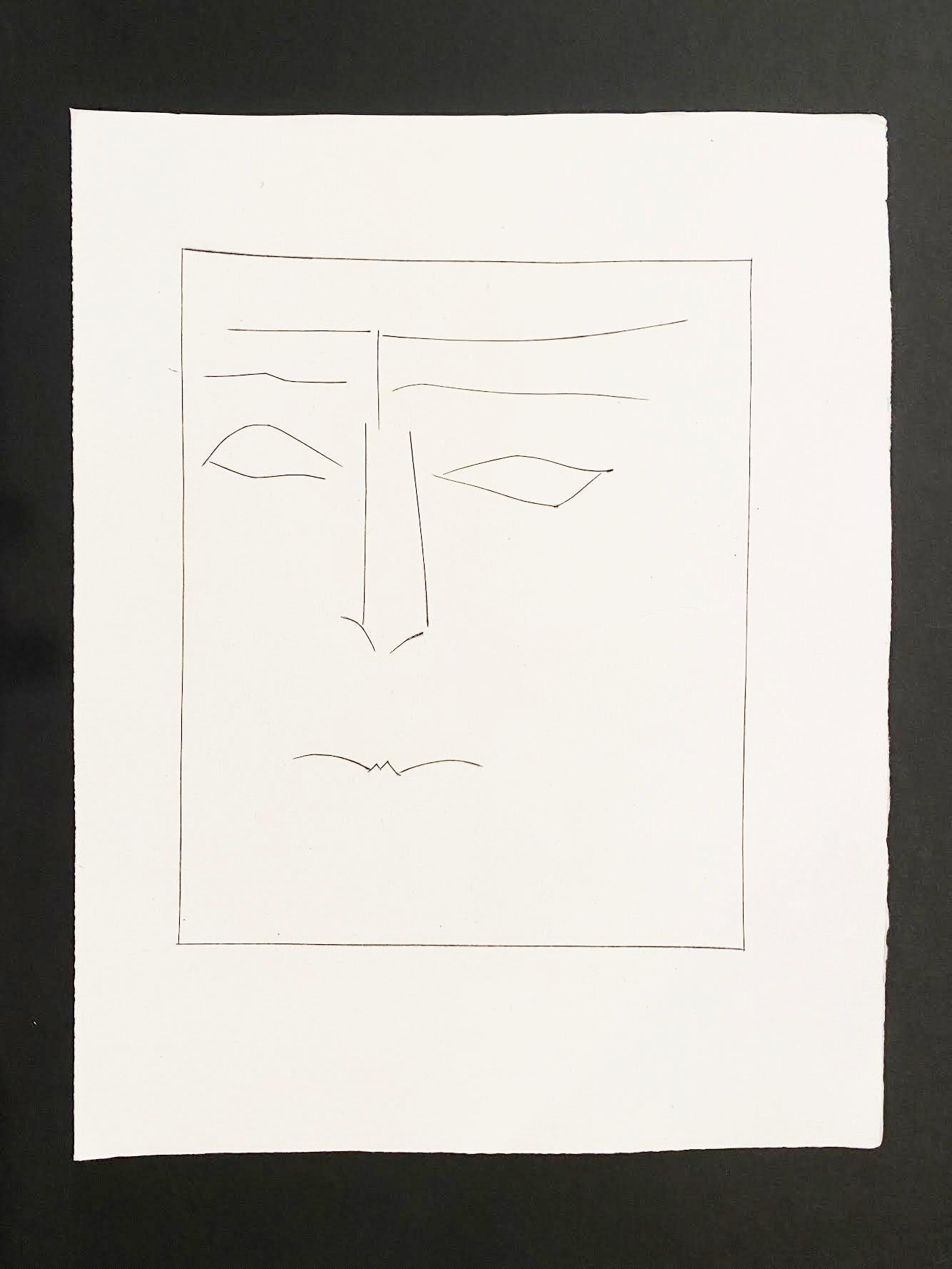 Carmen, Square Head of a Man with Clenched Mouth (Plate IX) - Print by Pablo Picasso