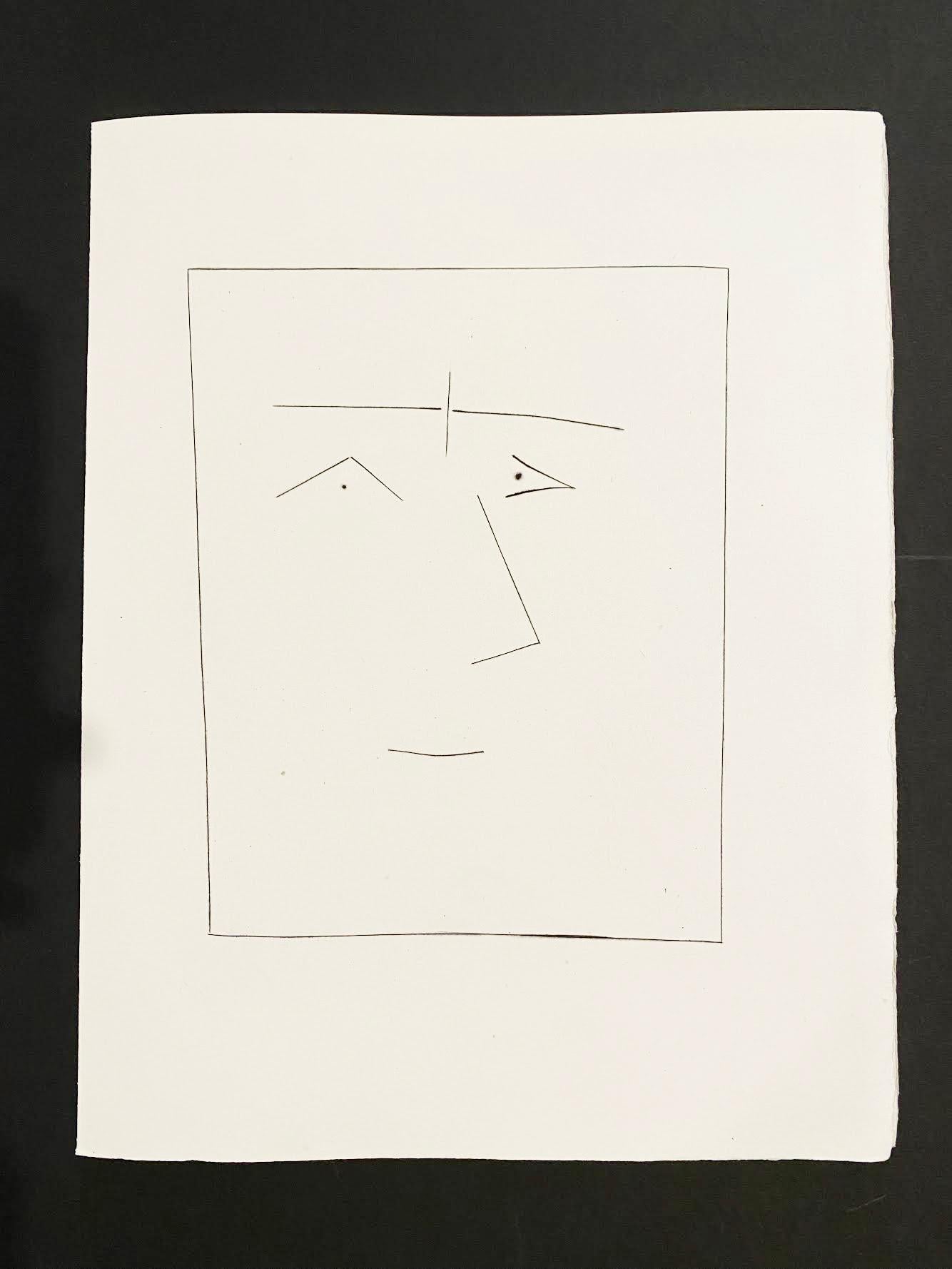Carmen, Square Head of a Man with Joined Eyebrows (Plate V) - Print by Pablo Picasso