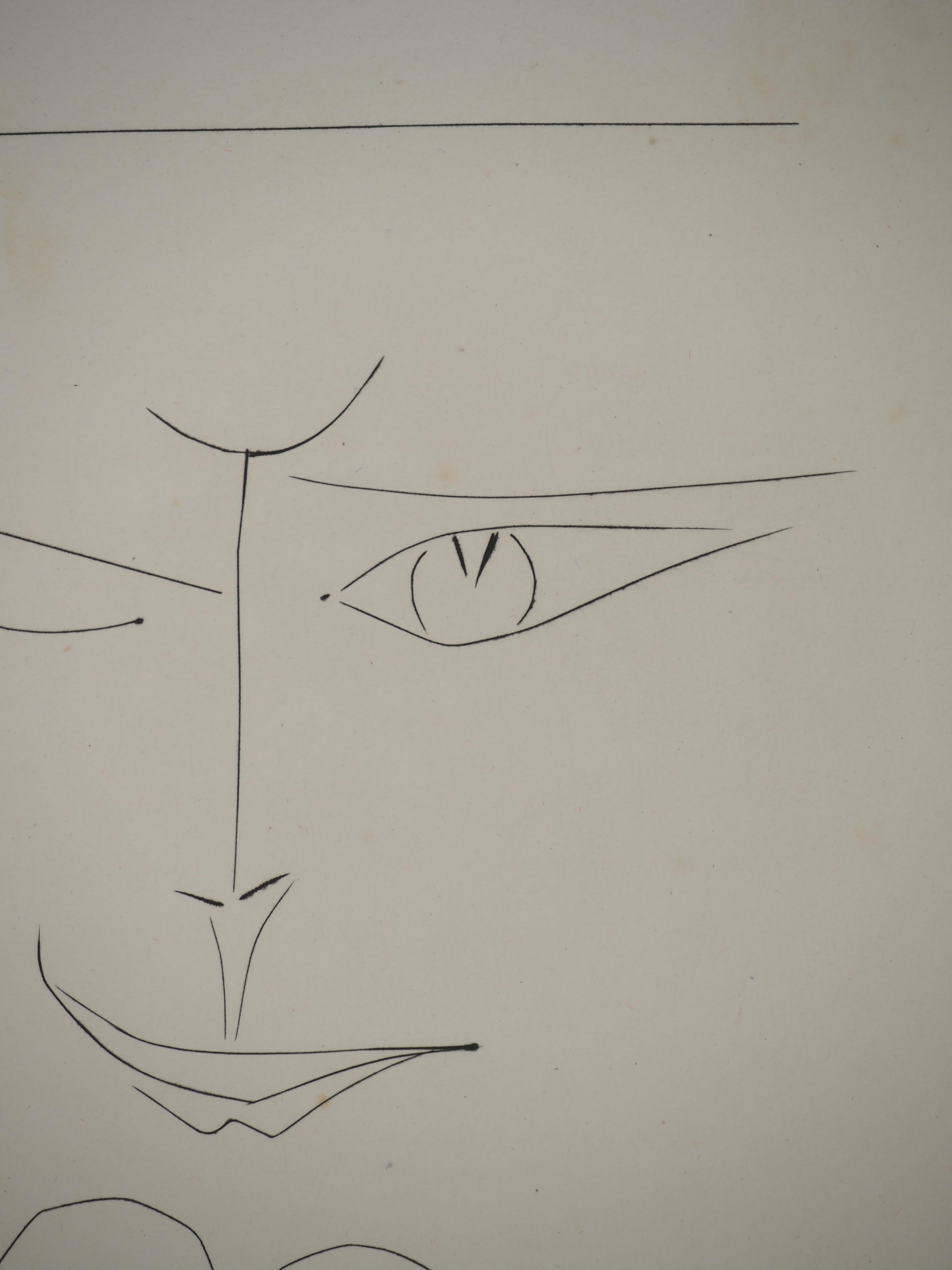 Pablo Picasso
Carmen, La faccia rotonda, 1949

Incisione originale a bulino (Atelier Lacourière, Parigi)
Senza segno
Su carta Montval 33 x 26 cm (12,9 x 10,2 pollici)

RIFERIMENTI : 
- Catalogo ragionato Bloch #560
- Catalogo ragionato Baer #826
-