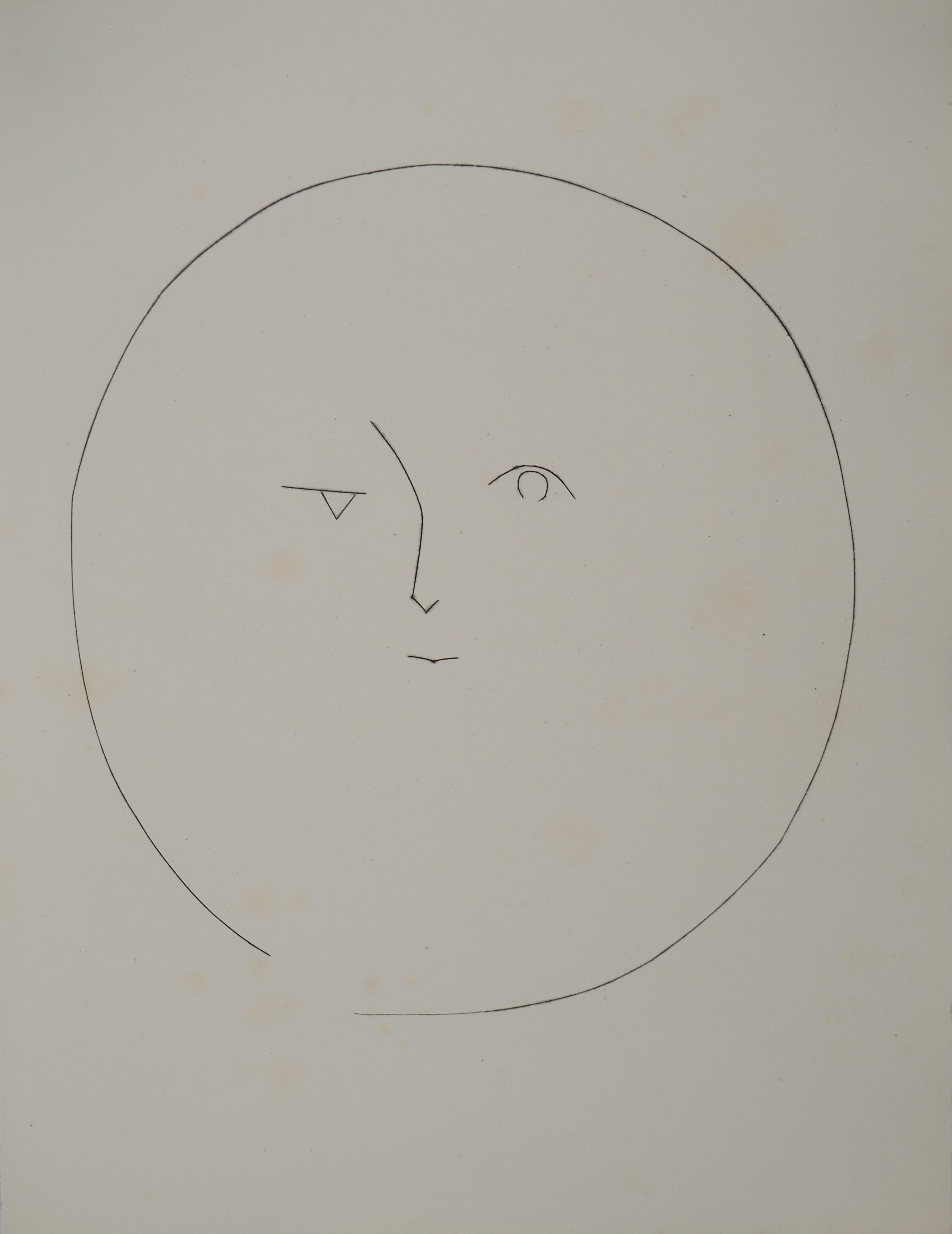 Pablo Picasso Portrait Print - Carmen, The Face of the Moon - Original Etching (Cramer #52)