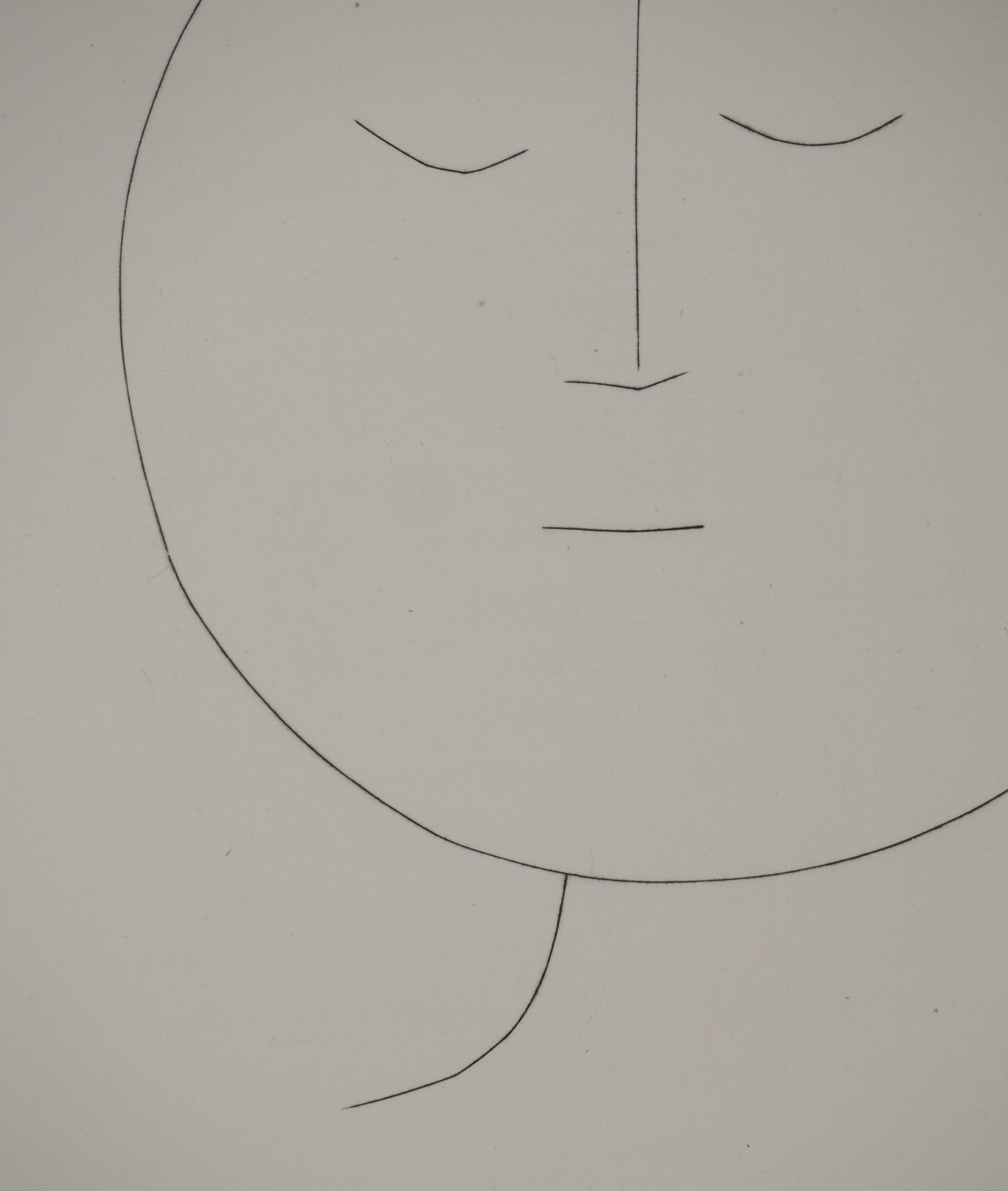 Carmen, The Moon Woman - Original Etching (Cramer #52) - Gray Portrait Print by Pablo Picasso