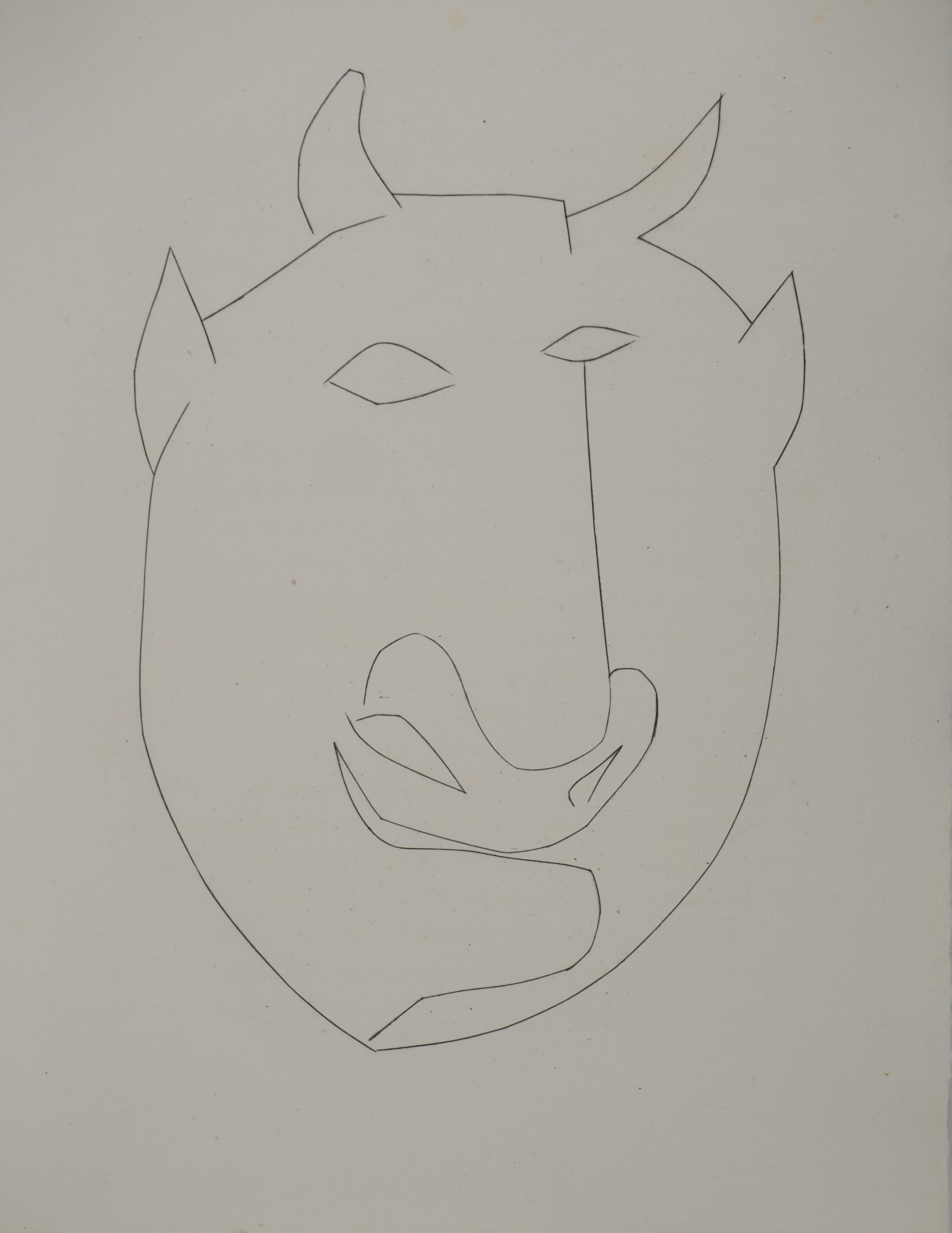 Pablo Picasso Portrait Print - Carmen, The Noble Bull - Original Etching (Cramer #52)