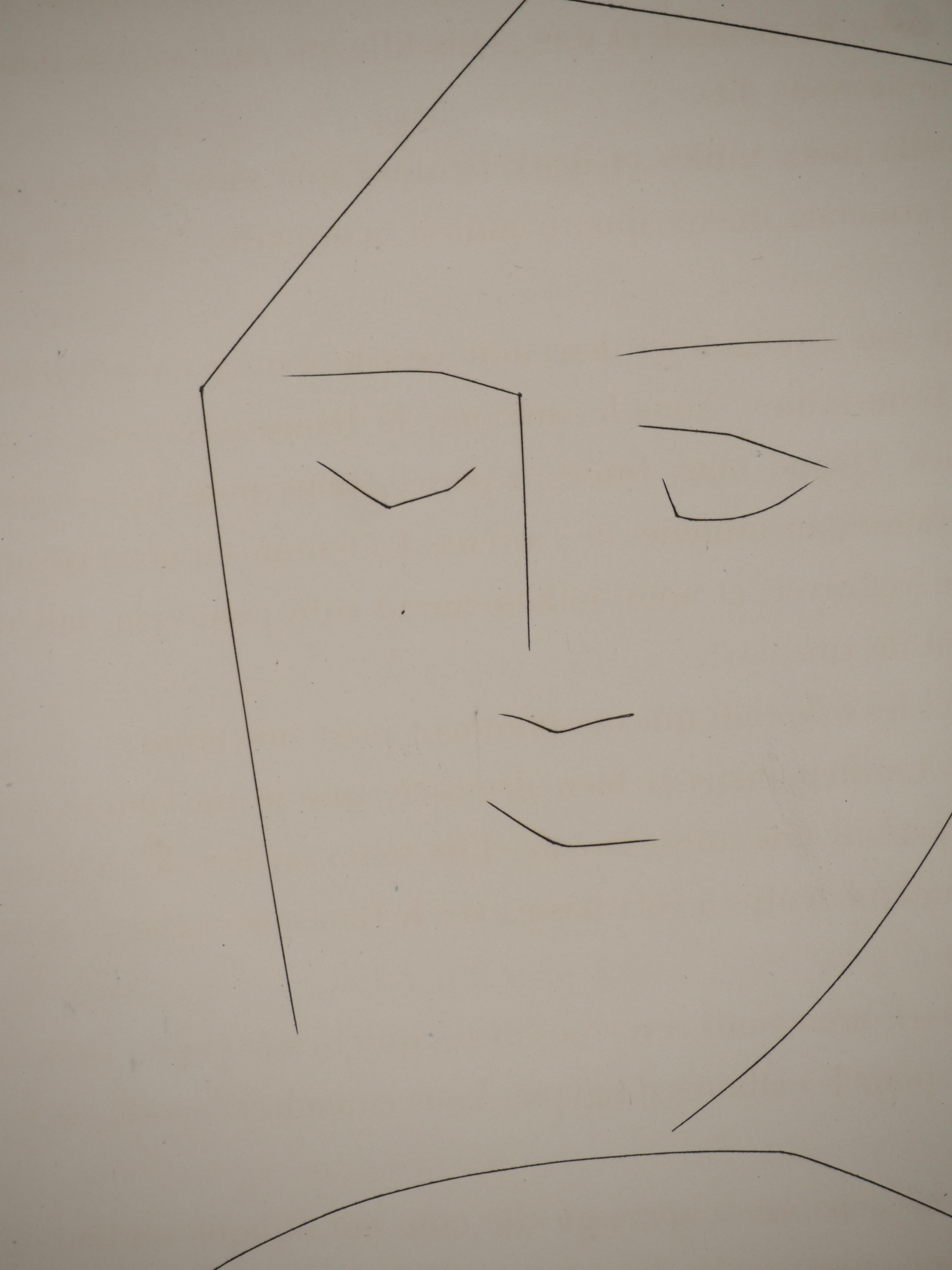 Pablo PICASSO
Carmen, The Peaceful Face, 1949

Original burin engraving (Atelier Lacourière, Paris)
Unsigned
On Montval wove paper 33 x 26 cm (12.9 x 10.2 in)

REFERENCES : 
- Catalog raisonne Bloch #552
- Catalog raisonne Cramer #52
- Catalog