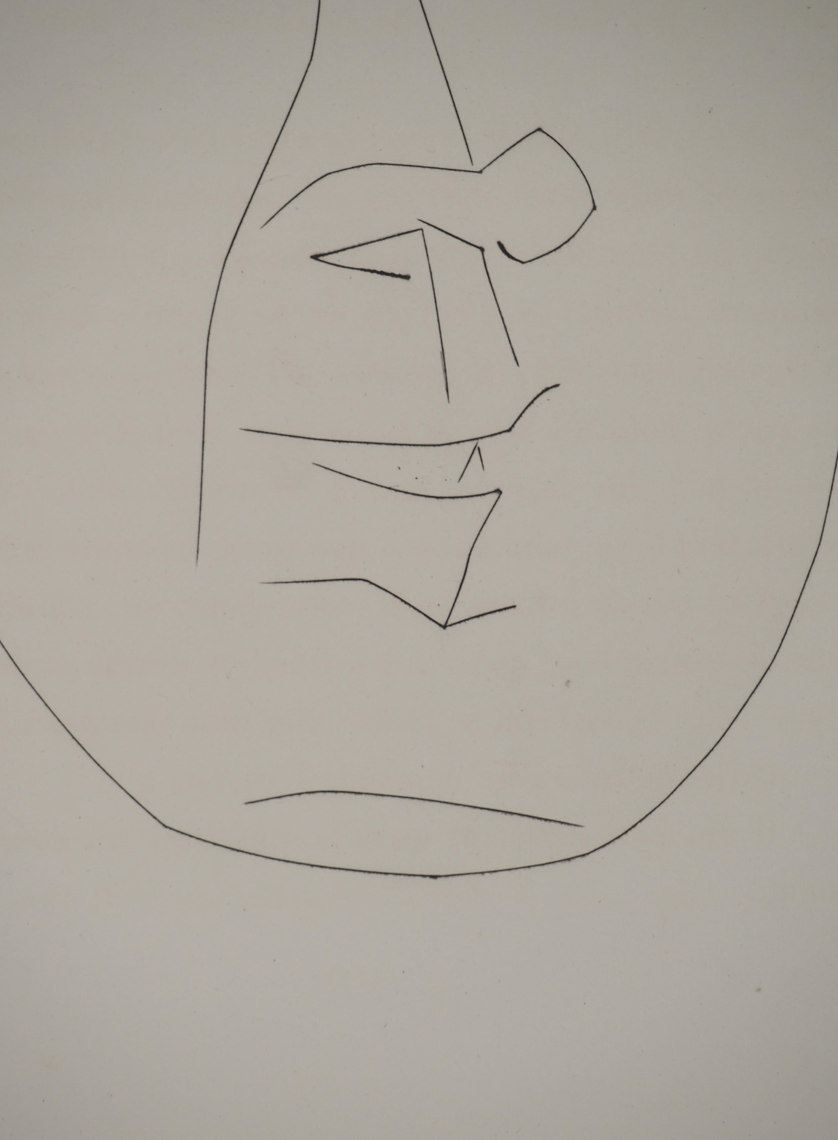 Carmen, The Smiling Face - Original Etching (Cramer #52) - Gray Portrait Print by Pablo Picasso