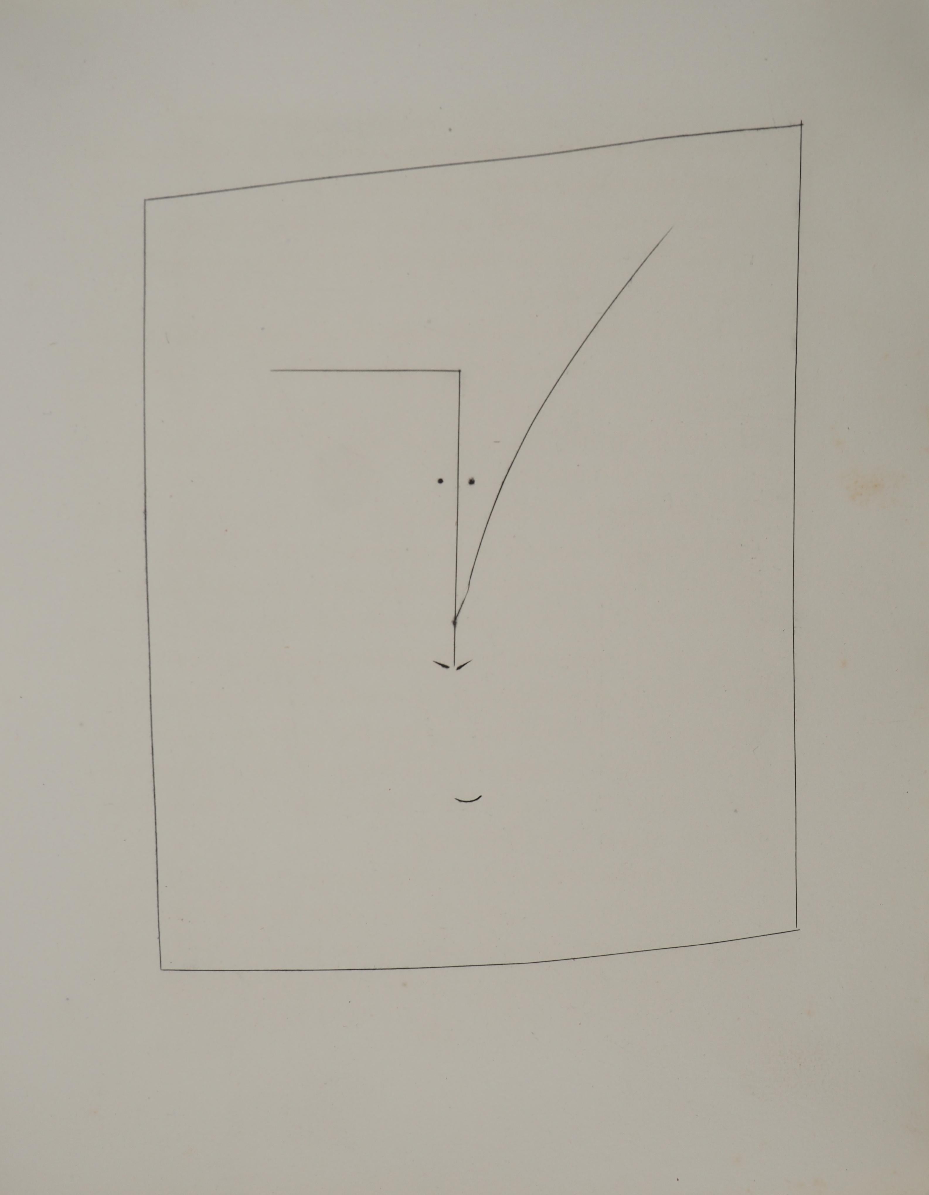 Pablo Picasso Portrait Print – Carmen, Das quadratische Gesicht - Original-Radierung (Cramer #52)
