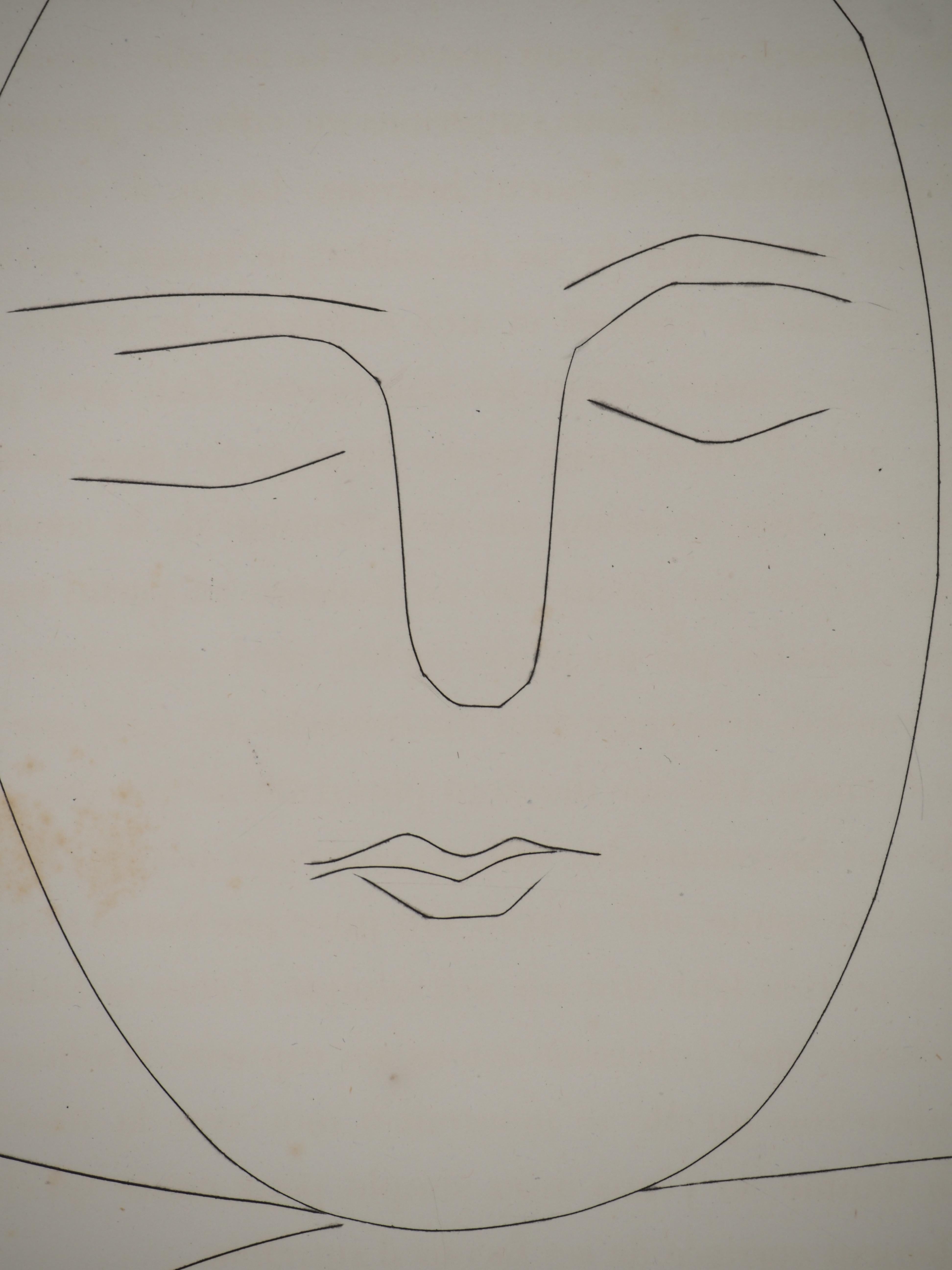 Carmen, The Young Sleeper - Original Etching (Cramer #52) - Gray Portrait Print by Pablo Picasso