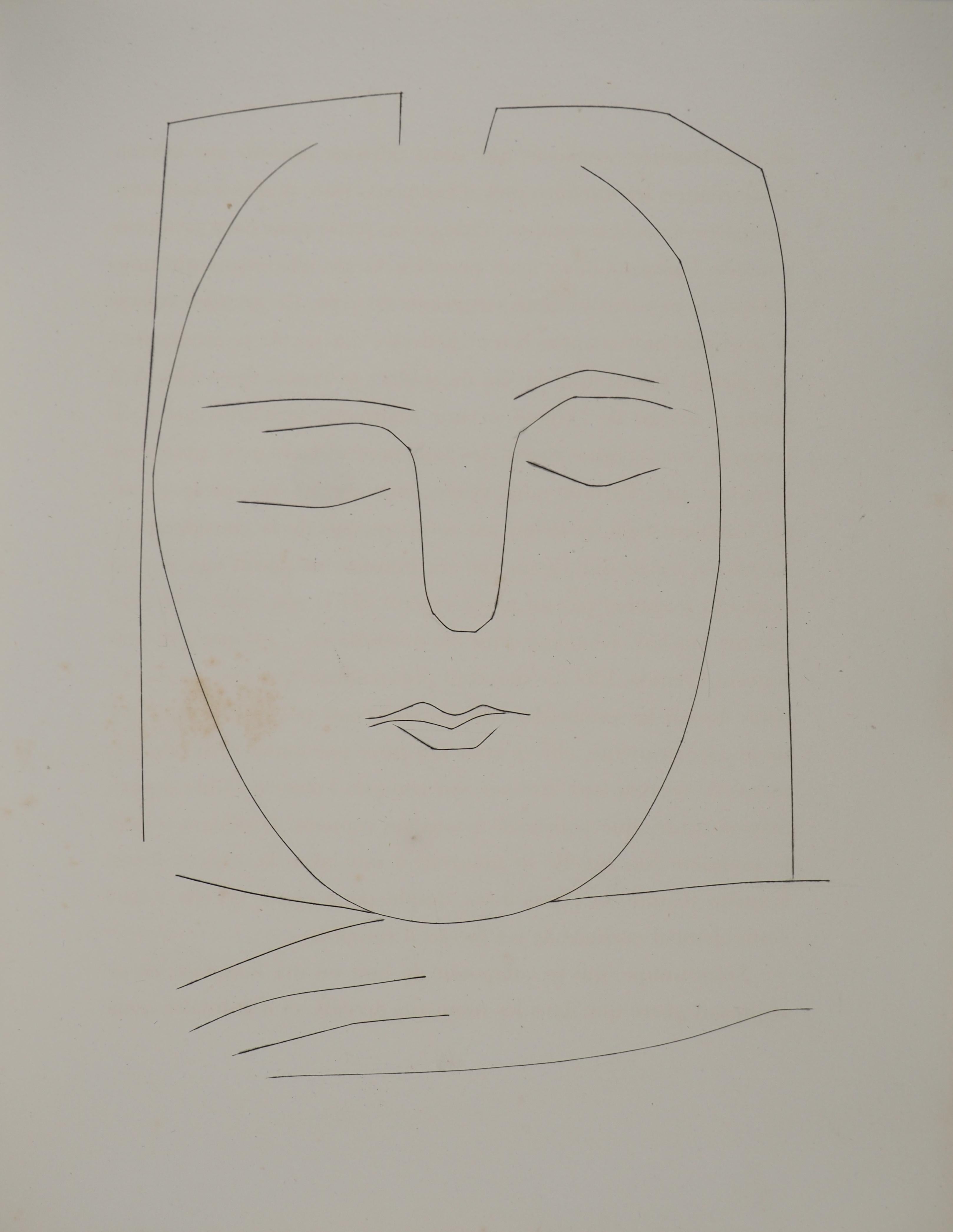 Pablo Picasso Portrait Print - Carmen, The Young Sleeper - Original Etching (Cramer #52)