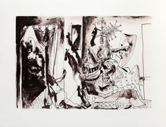 Vintage Chevalier en Armure, Page et Femme Nue - Cubist Lithograph by Pablo Picasso
