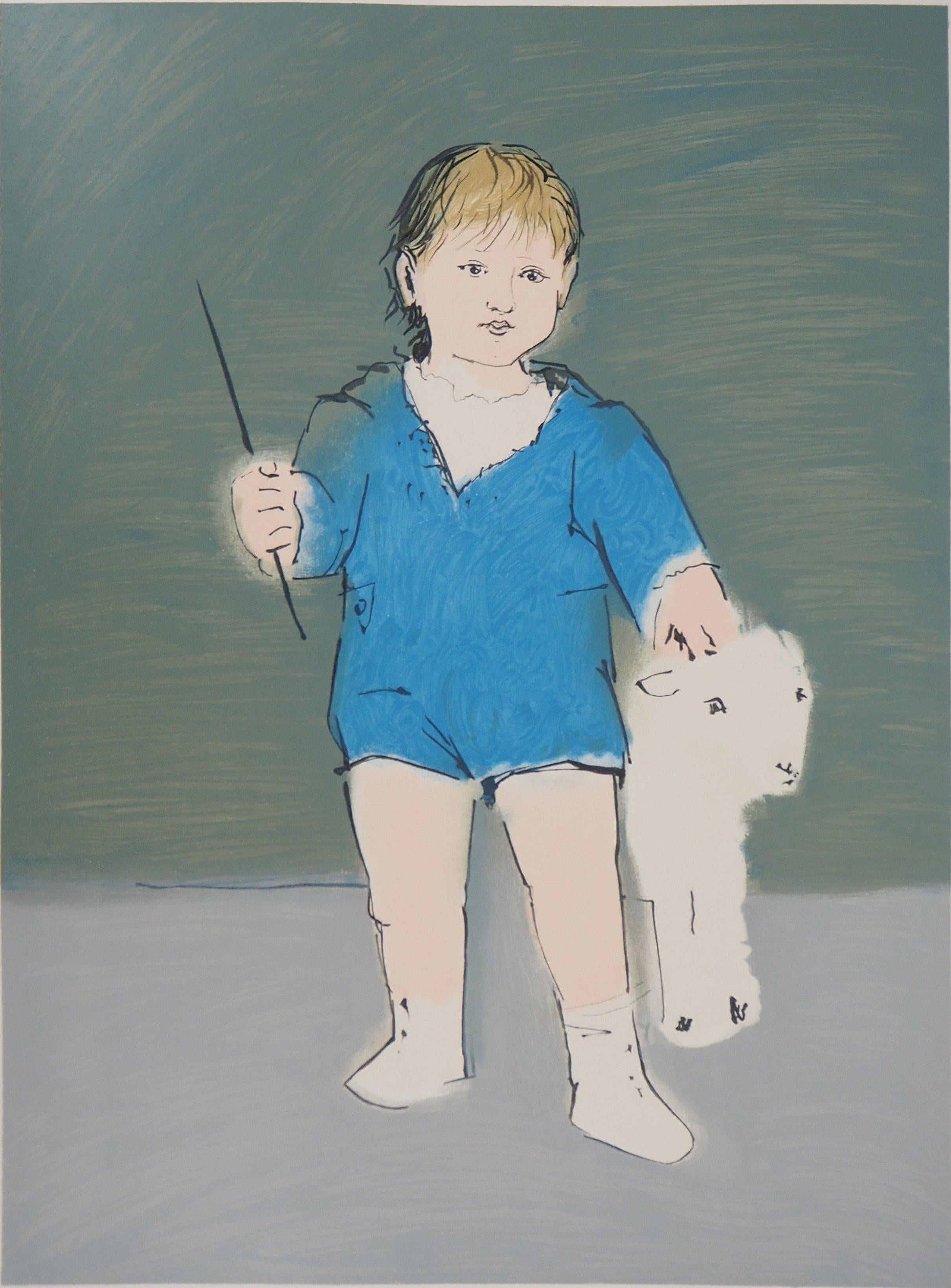 Child with a Lamb - Lithograph (Mourlot) - Print by Pablo Picasso