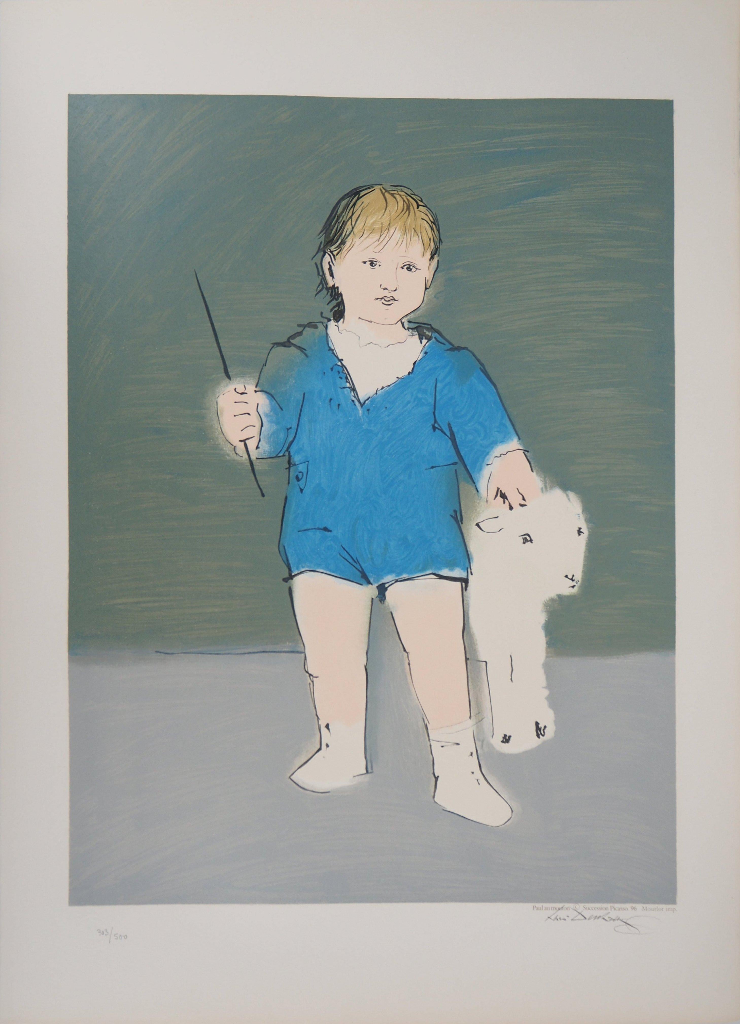 Figurative Print Pablo Picasso - L'enfant avec un agneau - Lithographie (Mourlot)