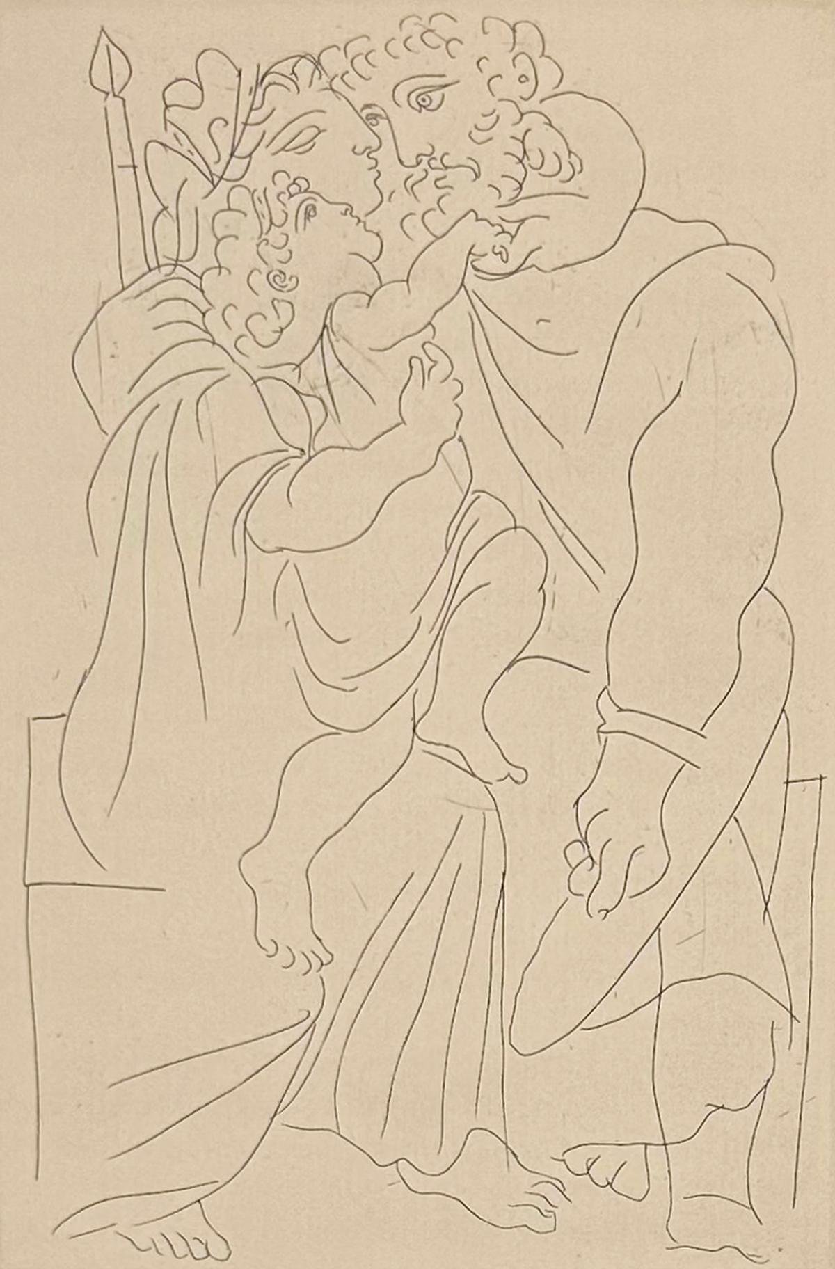 Figurative Print de Pablo Picasso - Cinesias y su familia