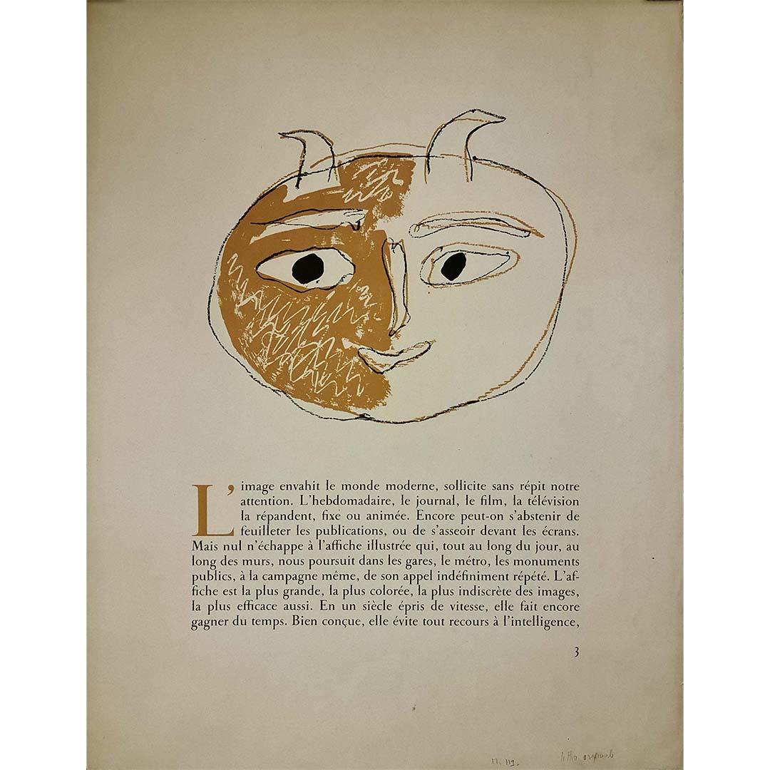 This circa 1950 lithograph by Pablo Picasso, titled "L'image envahit le monde moderne...", reflects both the artist’s genius and the societal shifts of the post-war era. Picasso, one of the most iconic artists of the 20th century, explores the theme