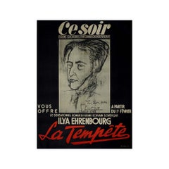 Circa 1950 poster for "Ce Soir" Pablo Picasso's - Ilya Ehrenbourg
