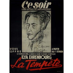 Vintage Circa 1950 original poster for "Ce Soir" Pablo Picasso's - Ilya Ehrenbourg