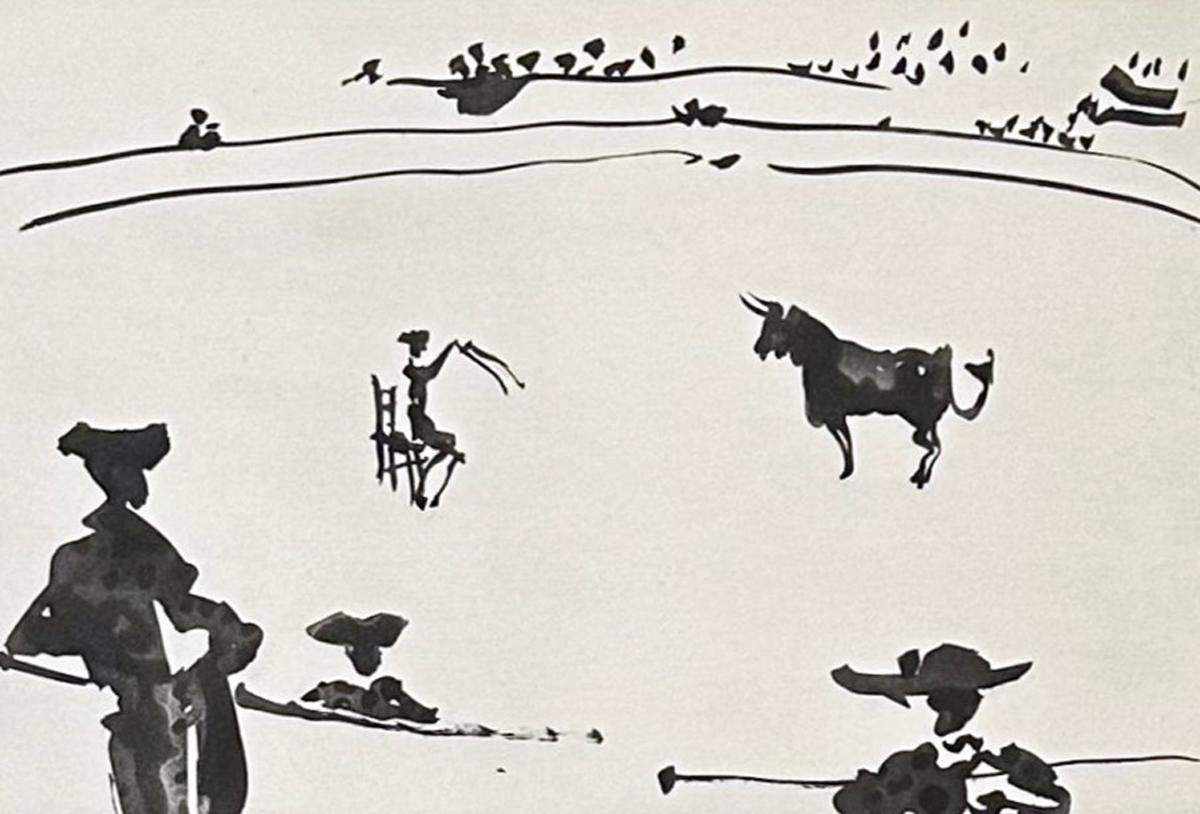 Pablo Picasso Figurative Print - Citando al Toro a Banderillas Sentado en una Silla, from La Tauromaquia