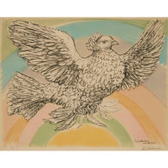 Colombe Volant (A L'ARC-EN-CIEL) Flying Dove in a Rainbow, Edition of 200