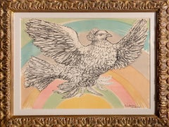 Colombe Volant (a l'Arc-en-ciel):: Lithographie von Pablo Picasso 1952