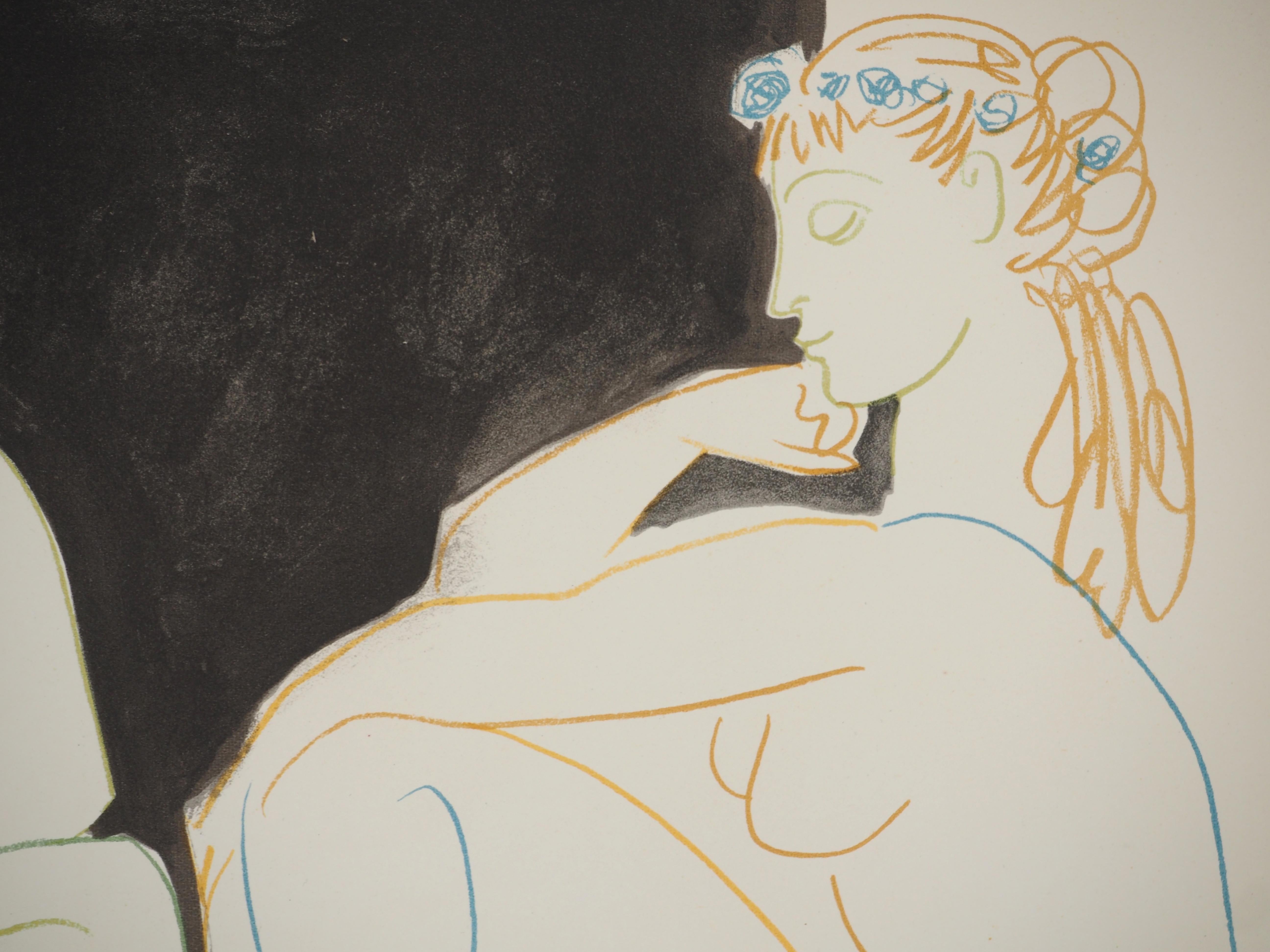 Comédie Humaine : La muchacha y el viejo - Litografía original (Mourlot) - Print Moderno de Pablo Picasso