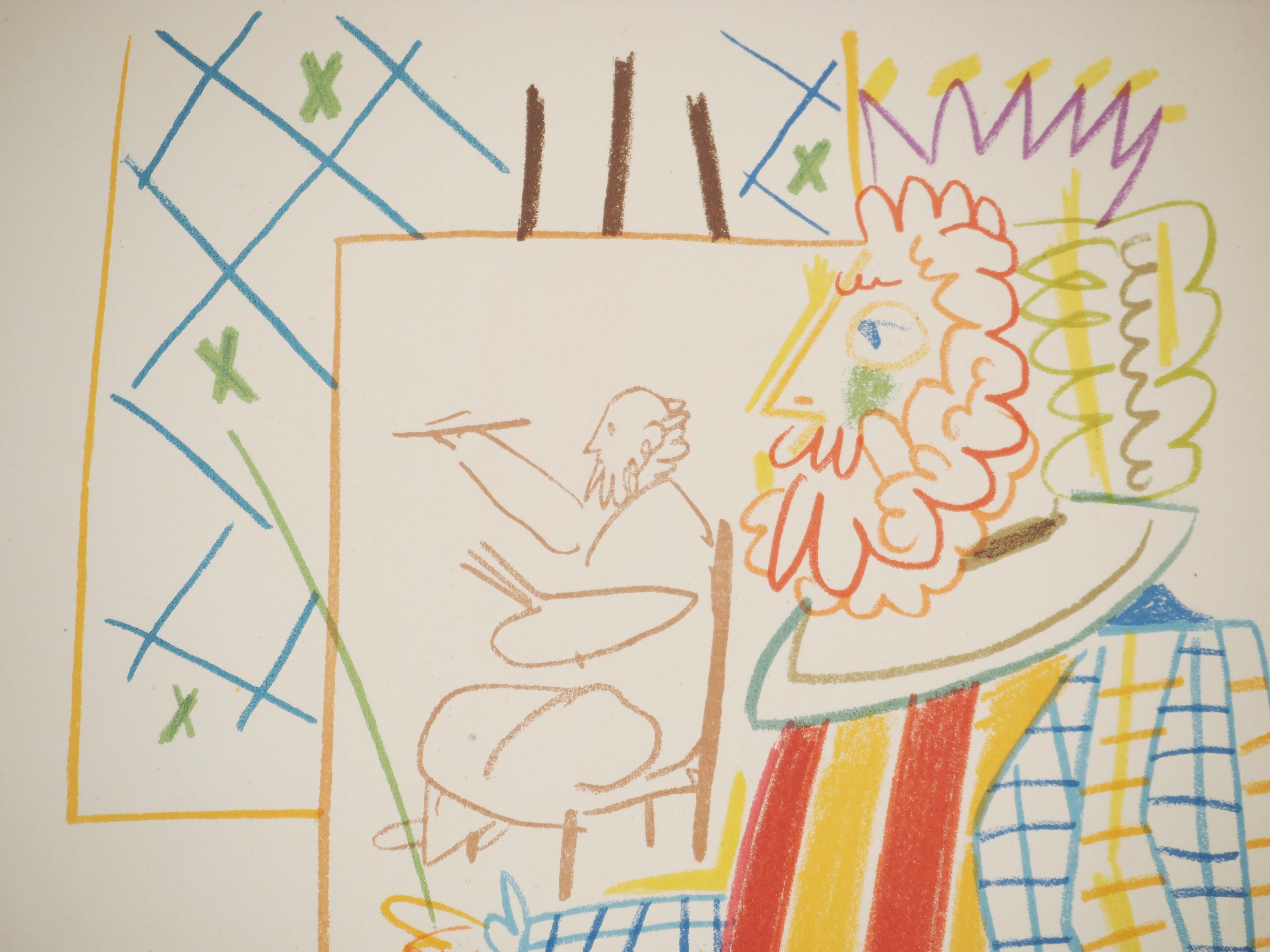 Pablo PICASSO (1881-1973)
Comédie Humaine, La musa del rey, 1954

Litografía (taller Mourlot) 
Sin signo
Sobre papel 26,5 x 35,5 cm (c. 10,2 x 13,7 pulg.)

INFORMACIÓN : Creado para la carpeta Verve n°29-30 
