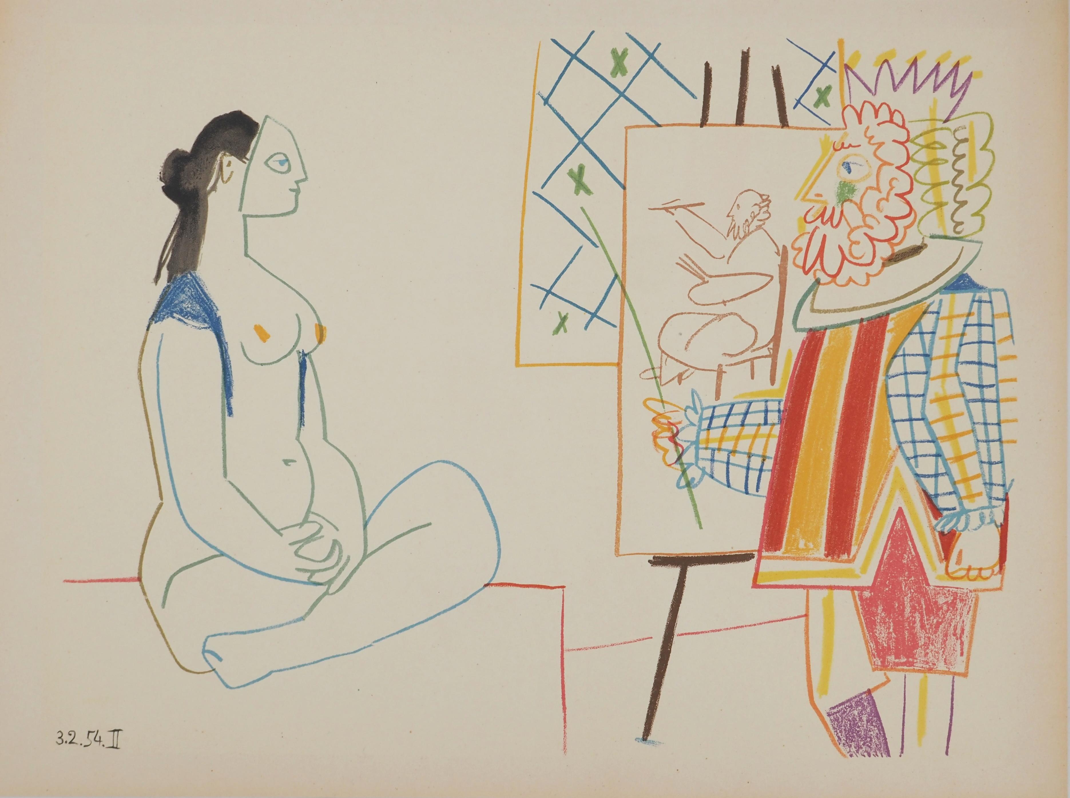 Figurative Print de Pablo Picasso - Comédie Humaine : La Musa del Rey - Litografía (Mourlot)