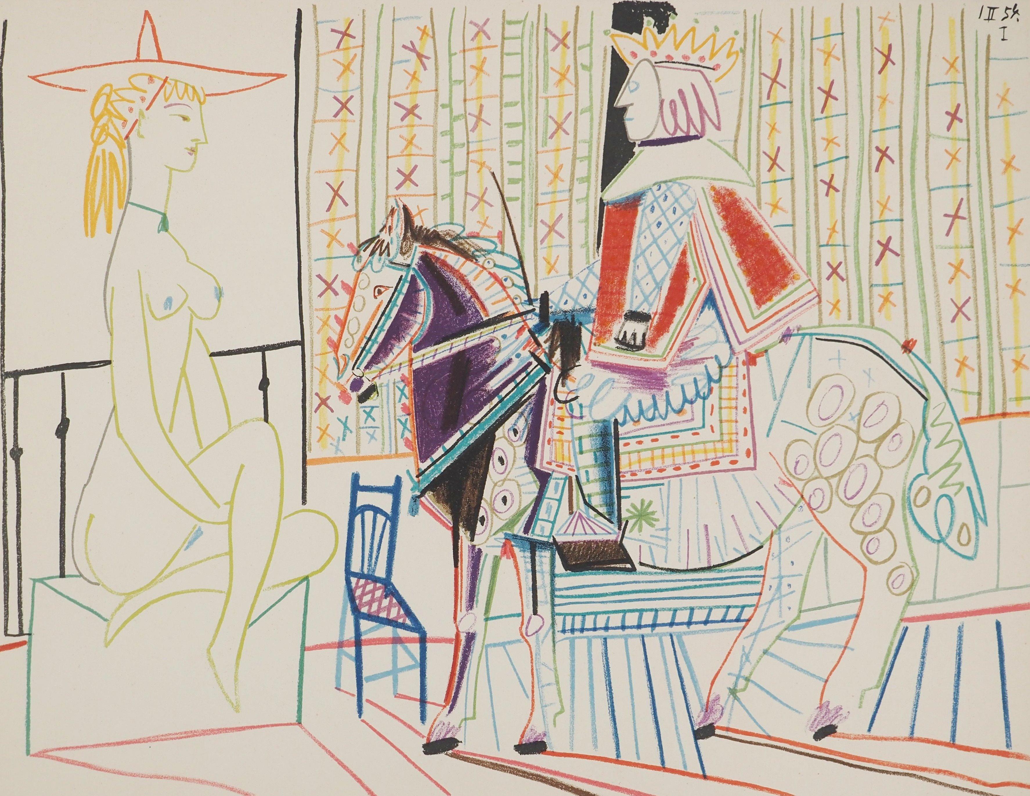 Comédie Humaine : The Knight and the Lady - Original Lithograph (Mourlot) - Print by Pablo Picasso
