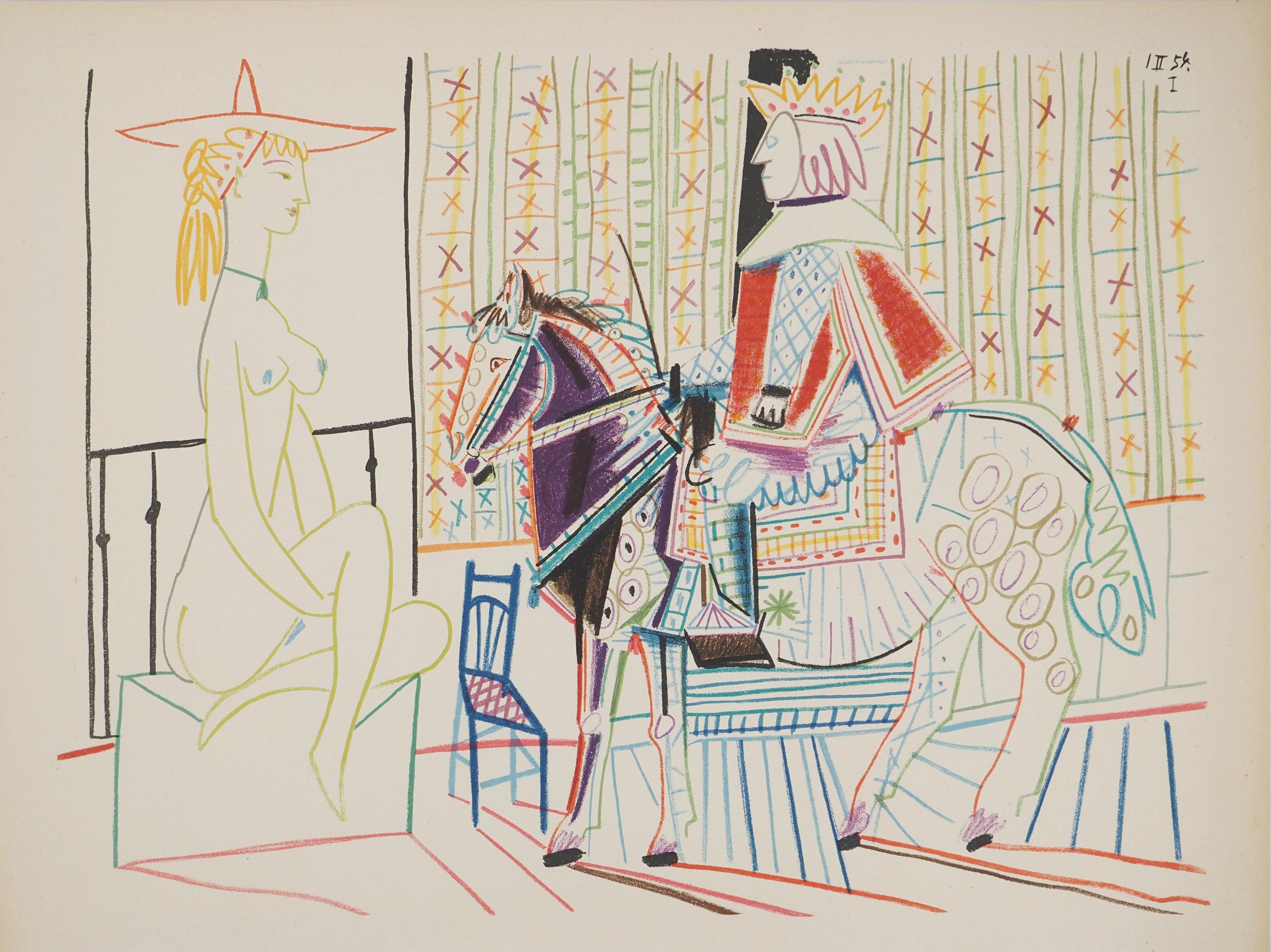 Pablo Picasso Figurative Print - Comédie Humaine : The Knight and the Lady - Original Lithograph (Mourlot)