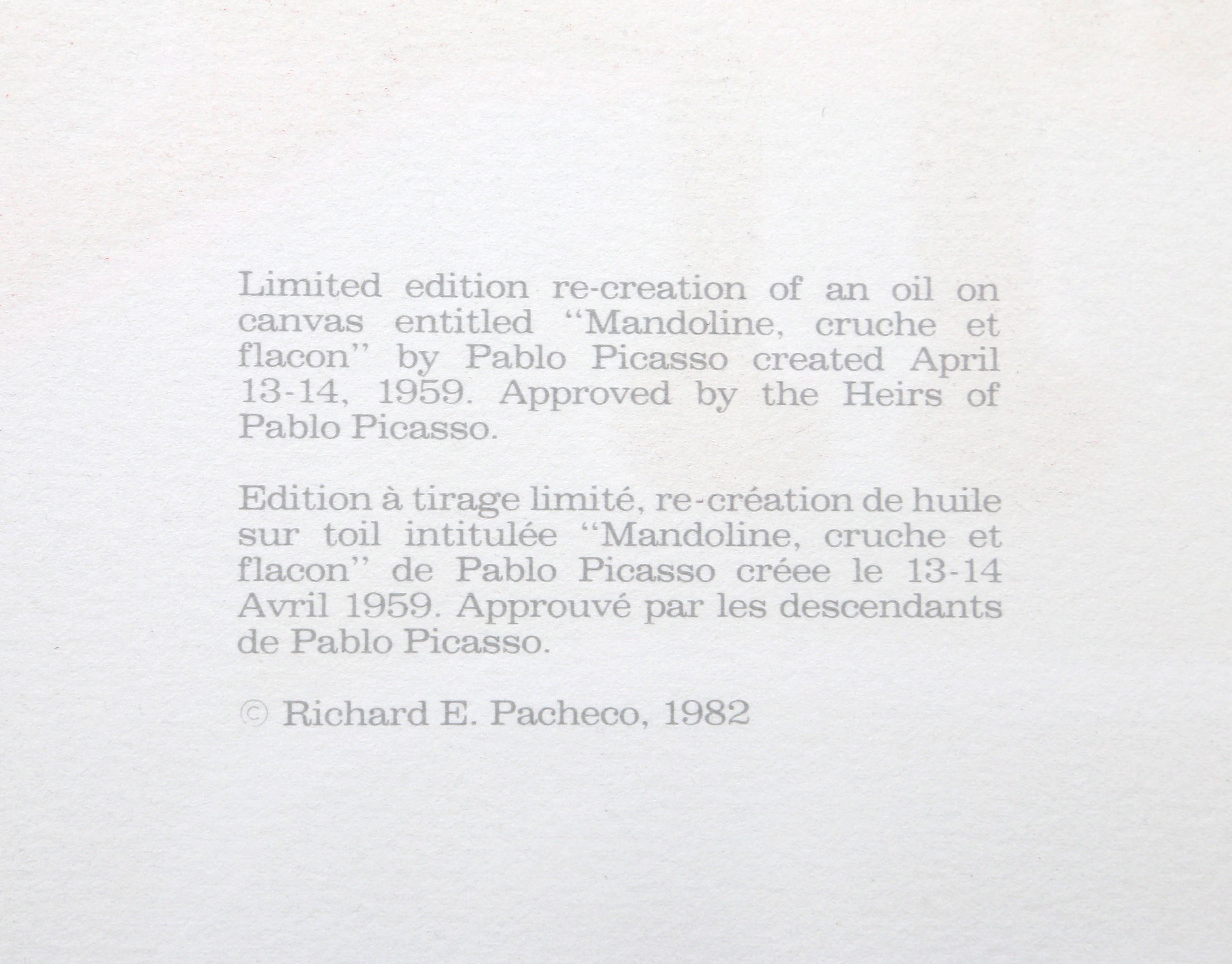 Composition a la Mandoline, Cubist Lithograph after Pablo Picasso For Sale 4