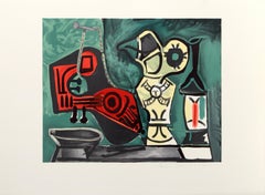 Komposition a la Mandoline, kubistische Lithographie nach Pablo Picasso, Komposition
