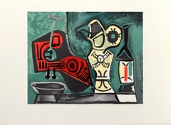 Composition a la Mandoline, Cubist Lithograph by Pablo Picasso